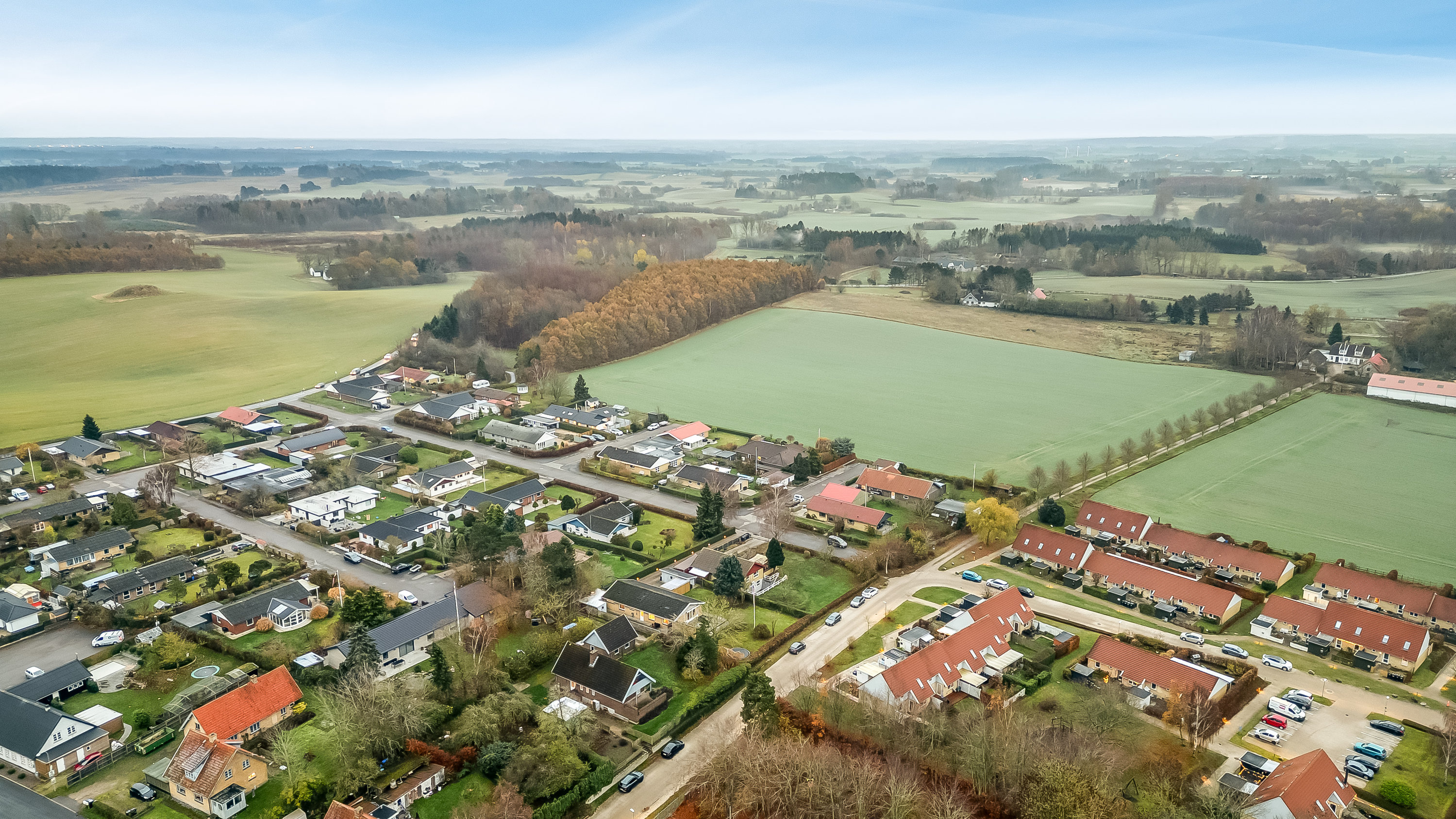 Fremhævet luftfoto billede i fuldskærmstilstand. Billede af Kildevænget 46, Meløse, 3320 Skævinge