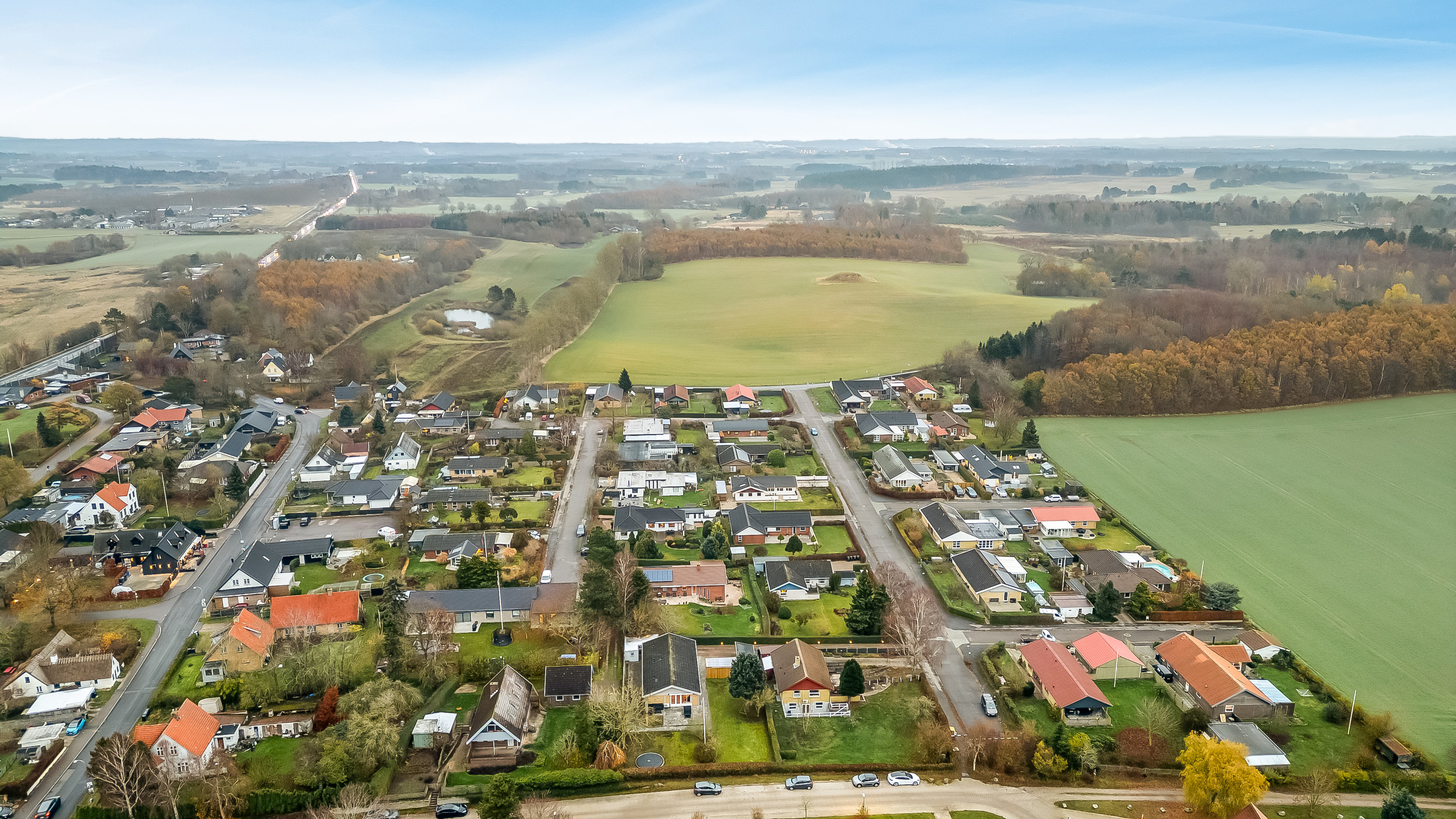 Fremhævet luftfoto billede i fuldskærmstilstand. Billede af Kildevænget 46, Meløse, 3320 Skævinge