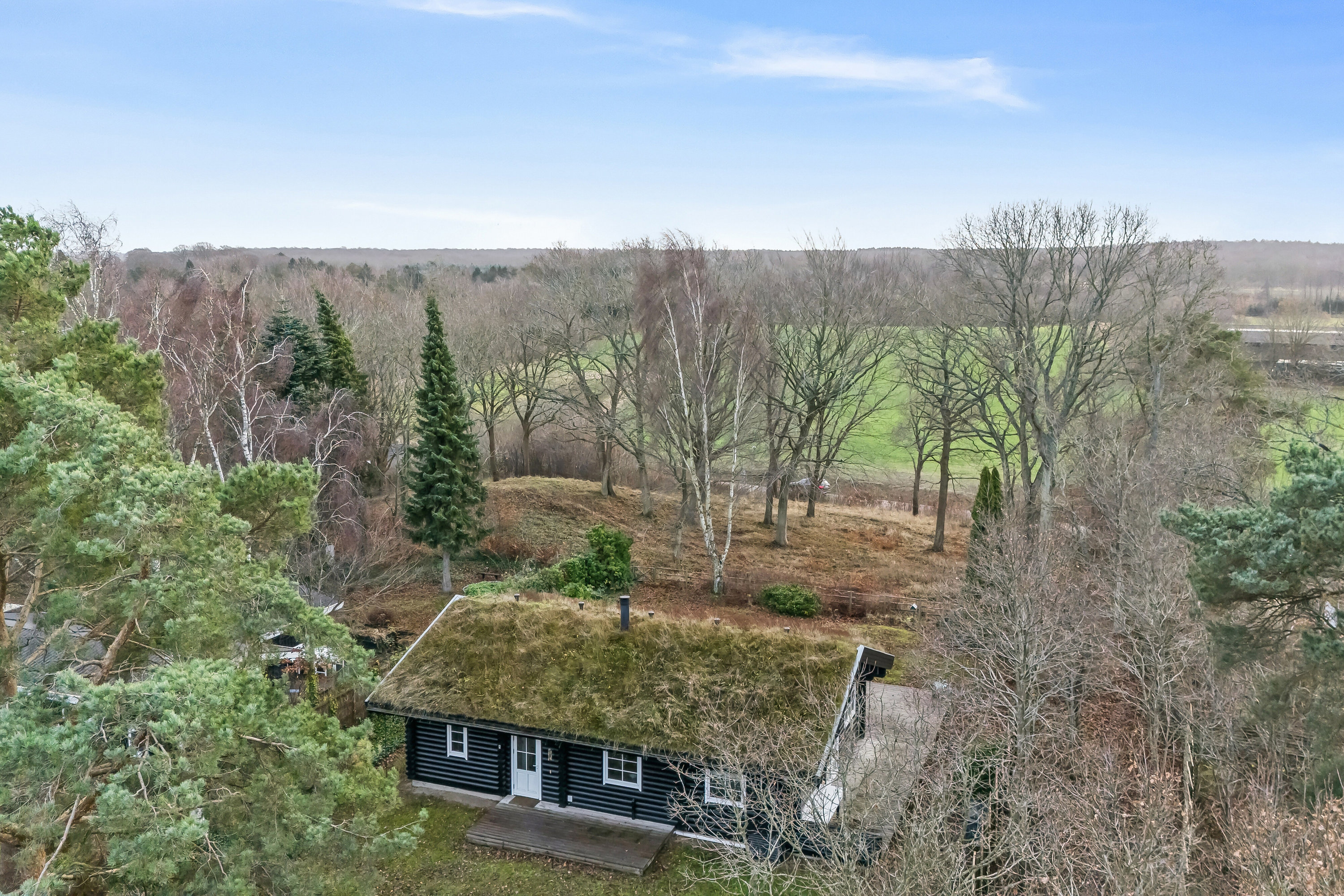 Fremhævet luftfoto billede i fuldskærmstilstand. Billede af Multebærvej 10, Horneby Fælled, 3100 Hornbæk