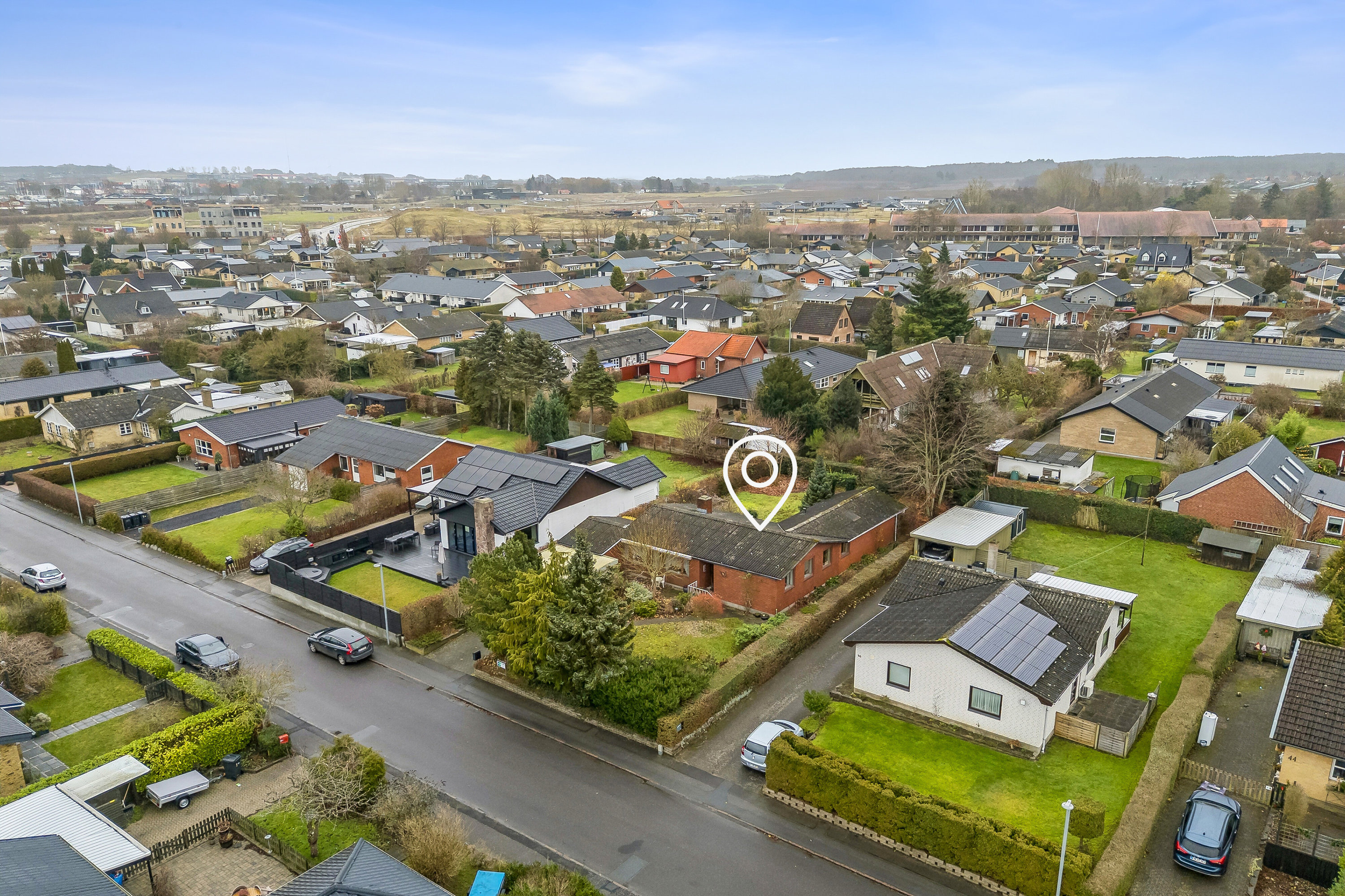 Fremhævet luftfoto billede i fuldskærmstilstand. Billede af Havevej 48, 4700 Næstved