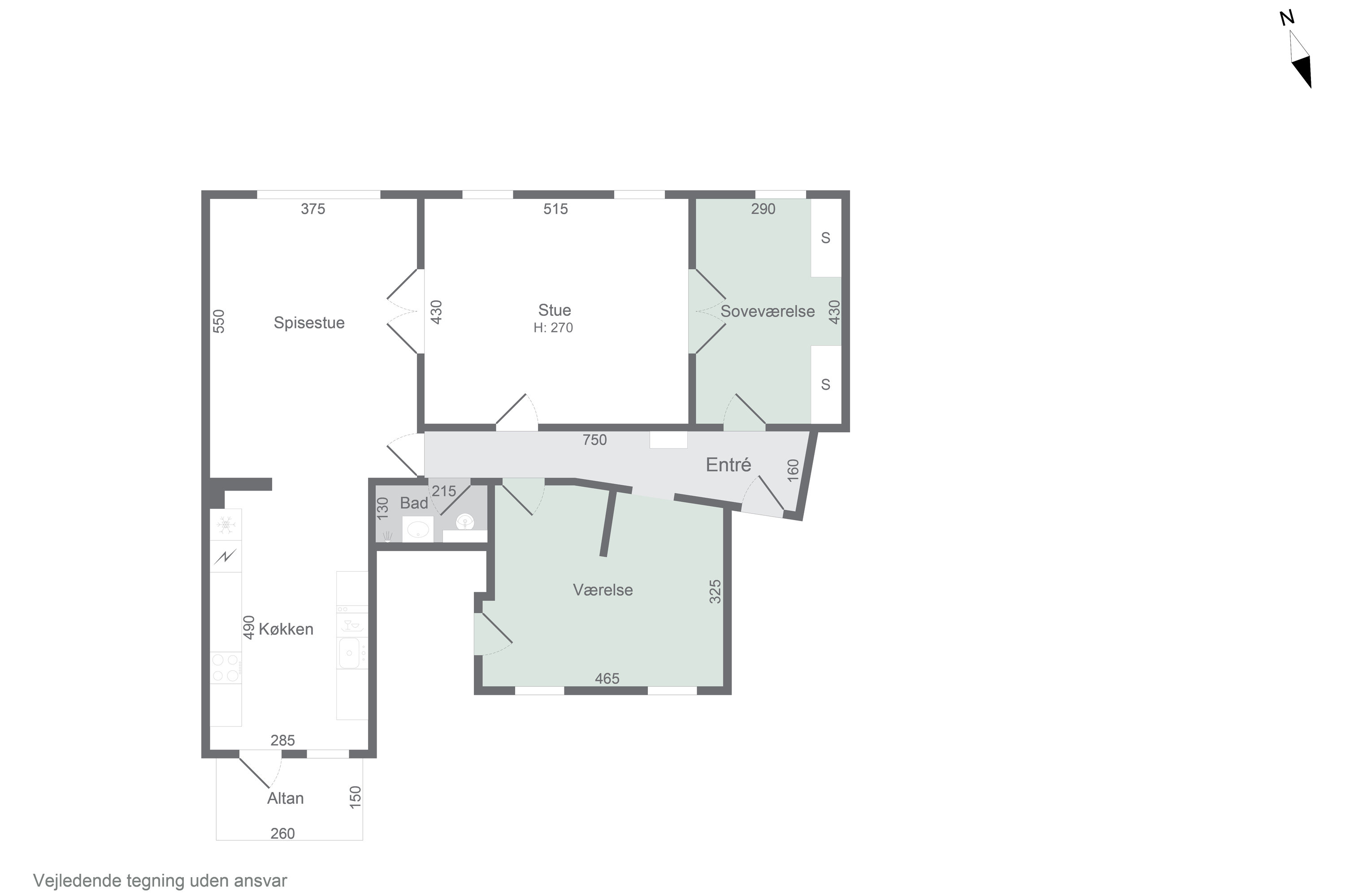 Plantegninger billede af Rolighedsvej 20, 1. tv., 1958 Frederiksberg C