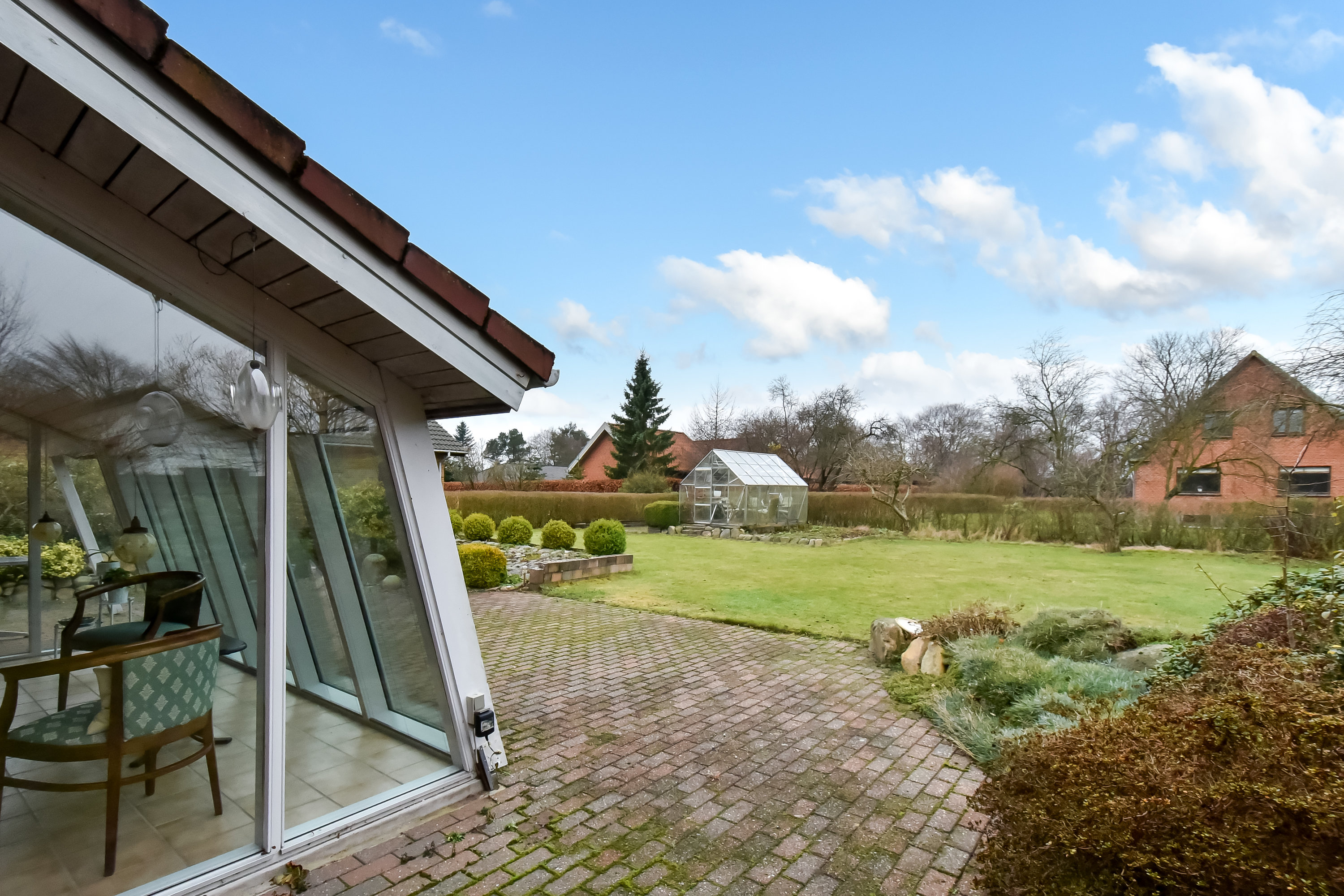 Fremhævet terrasse billede i fuldskærmstilstand. Billede af Tømmerpladsen 7, Simmelkær, 7451 Sunds