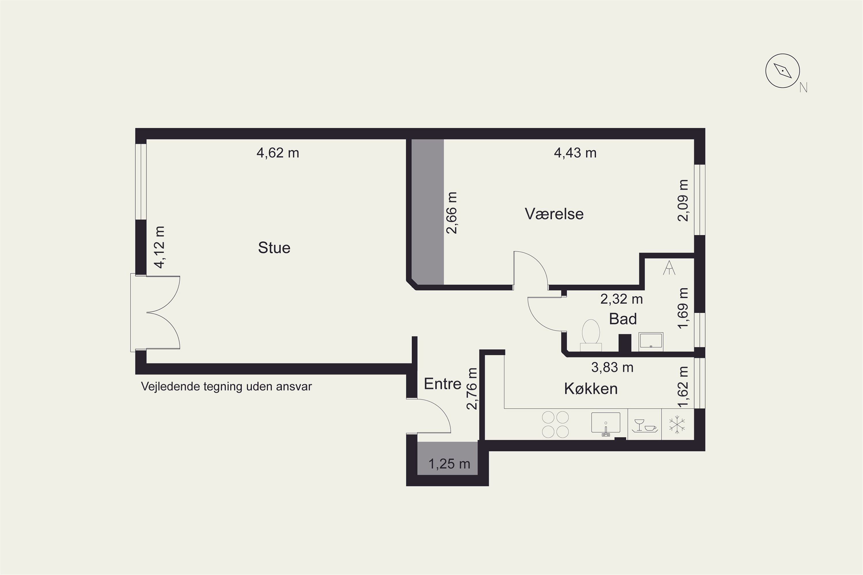 Plantegninger billede af Kirkevej 21C, st.. tv., 2920 Charlottenlund