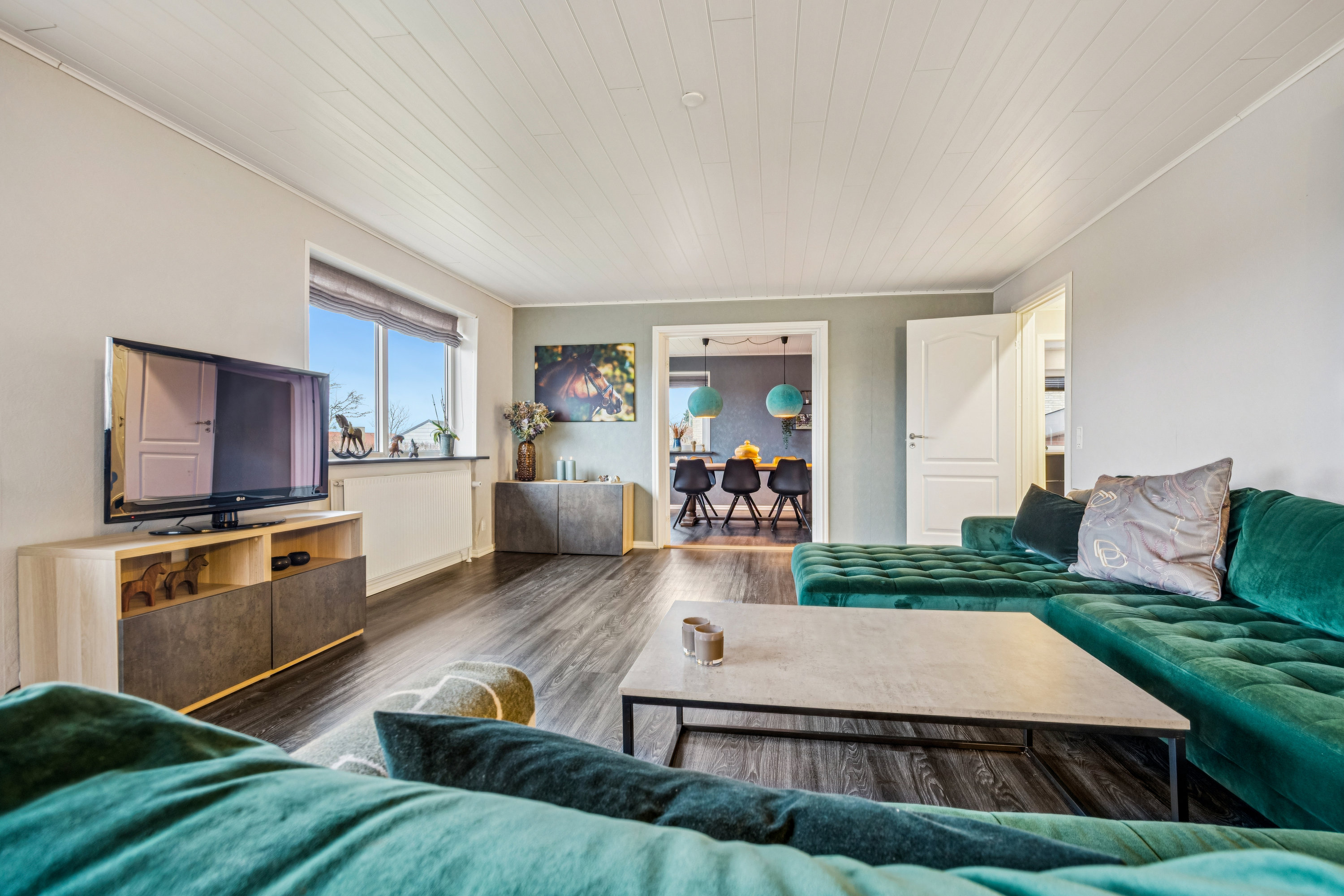 Fremhævet stue billede i fuldskærmstilstand. Billede af Halsvej 217, Vester Hassing, 9310 Vodskov