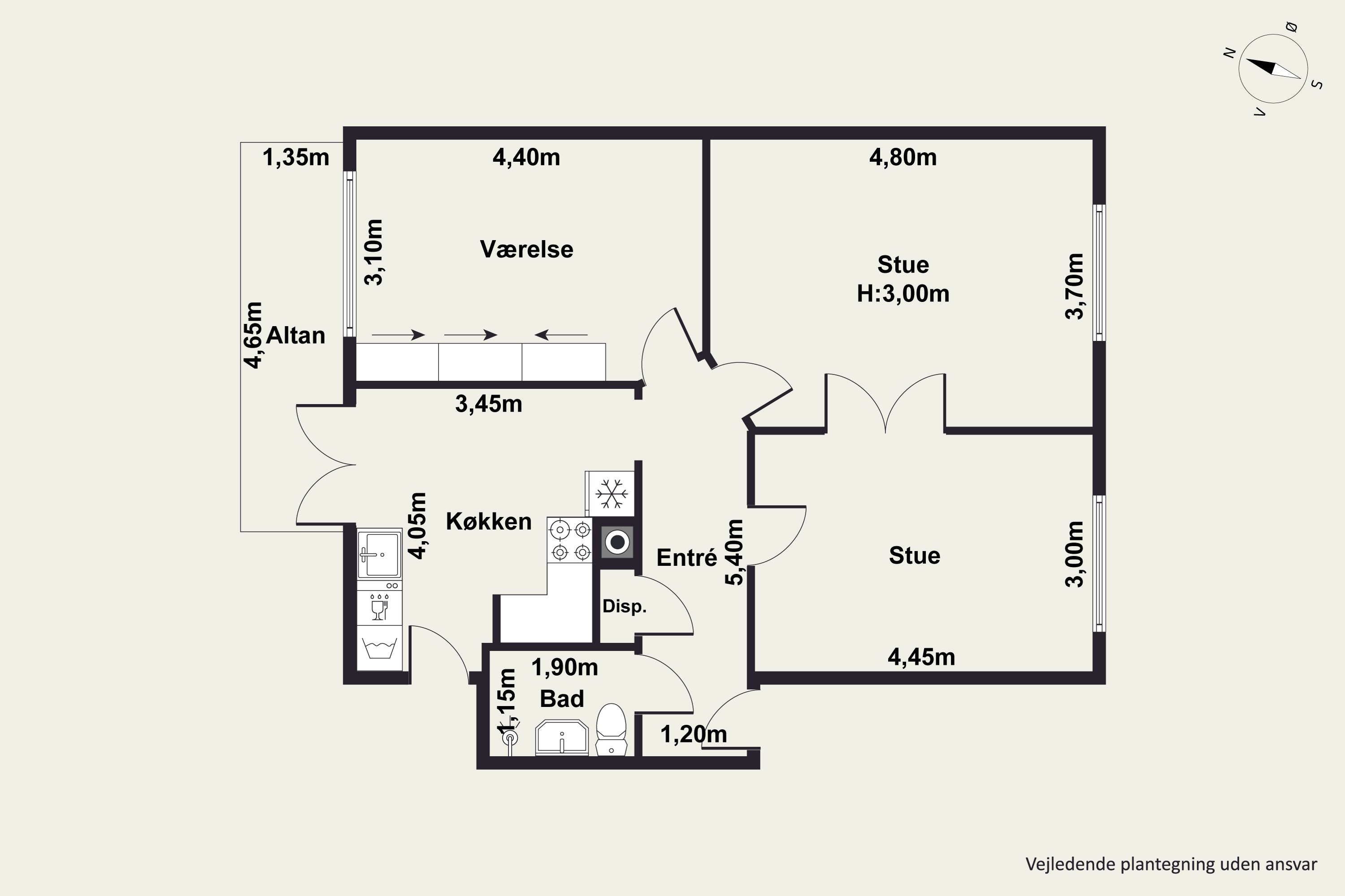 Plantegninger billede af Nordre Frihavnsgade 87, 2. th., 2100 København Ø