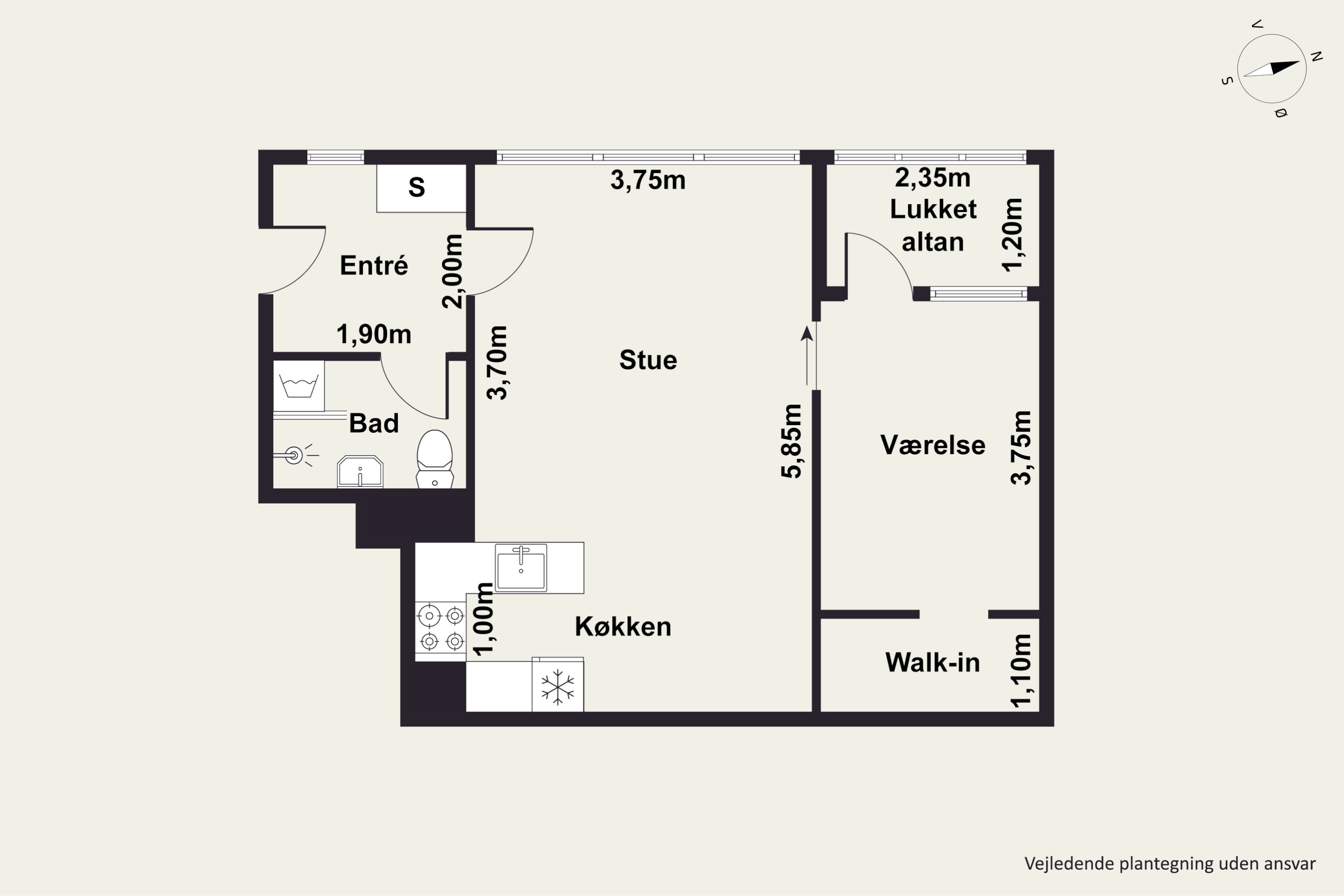 Plantegninger billede af Vesterbro 127, 4. 406., 9000 Aalborg