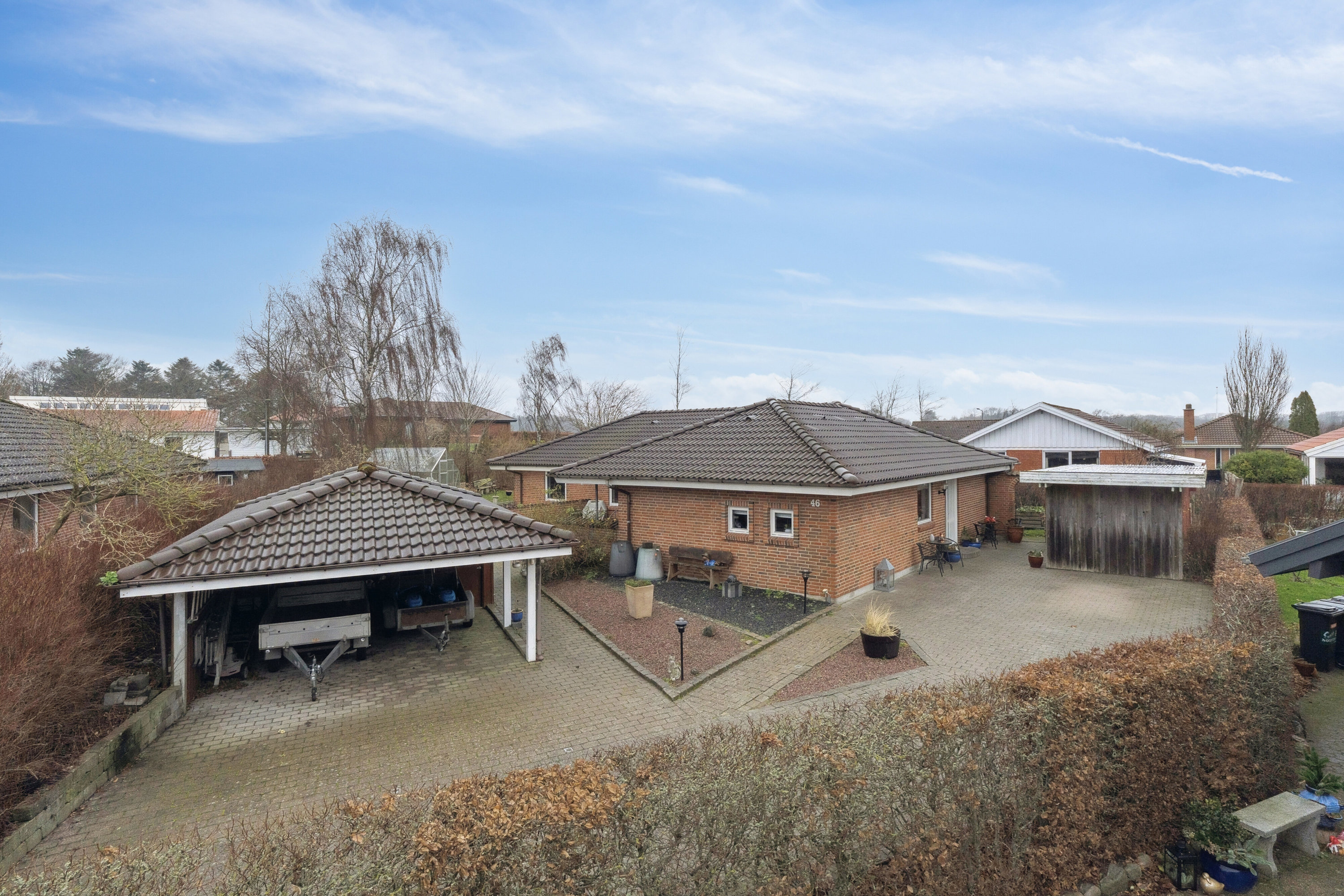 Fremhævet set fra haven billede i fuldskærmstilstand. Billede af Ulstedboparken 46, 9870 Sindal