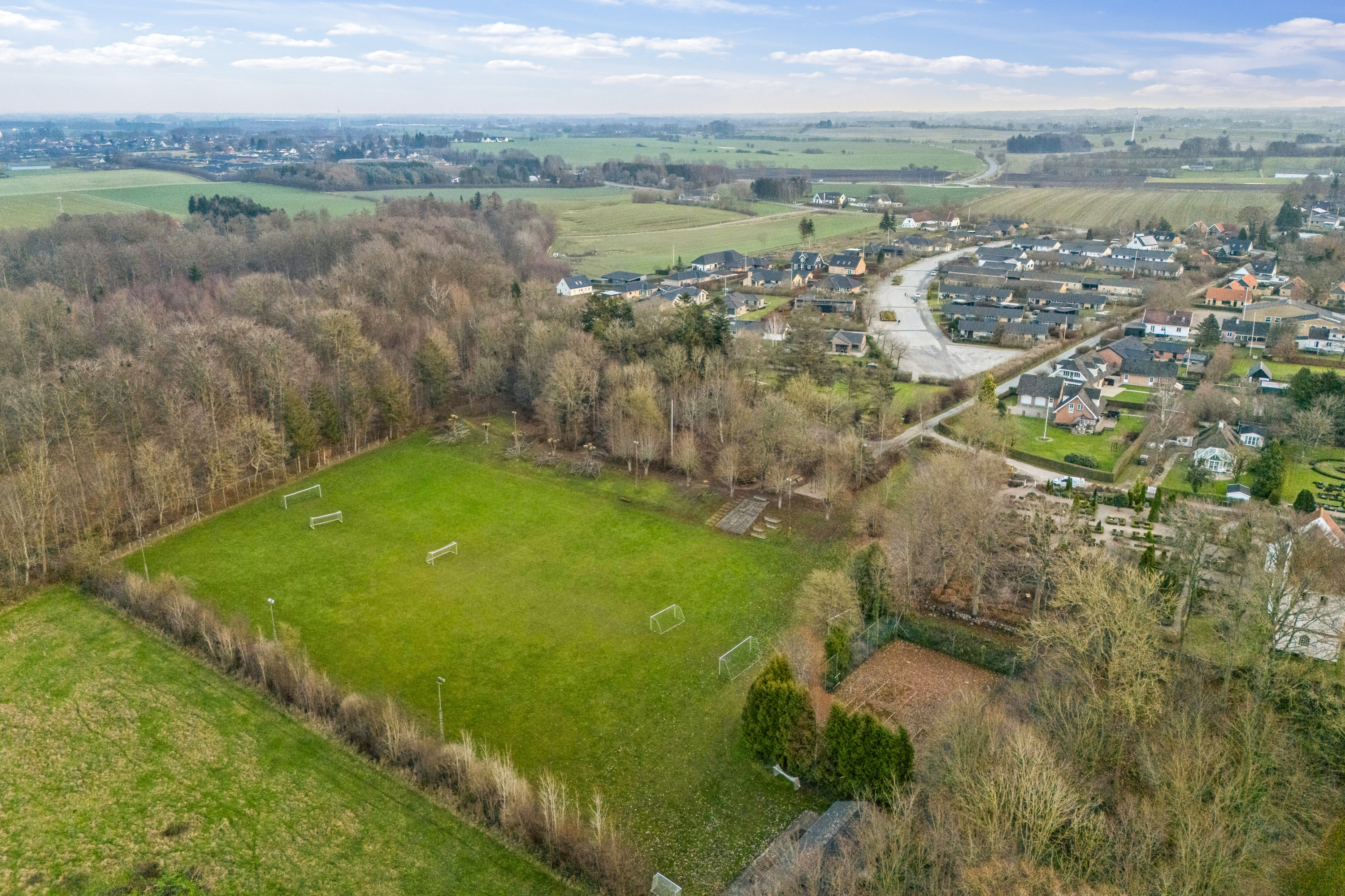 Fremhævet luftfoto billede i fuldskærmstilstand. Billede af Kirkeløkken 14, Nørre Søby, 5792 Årslev