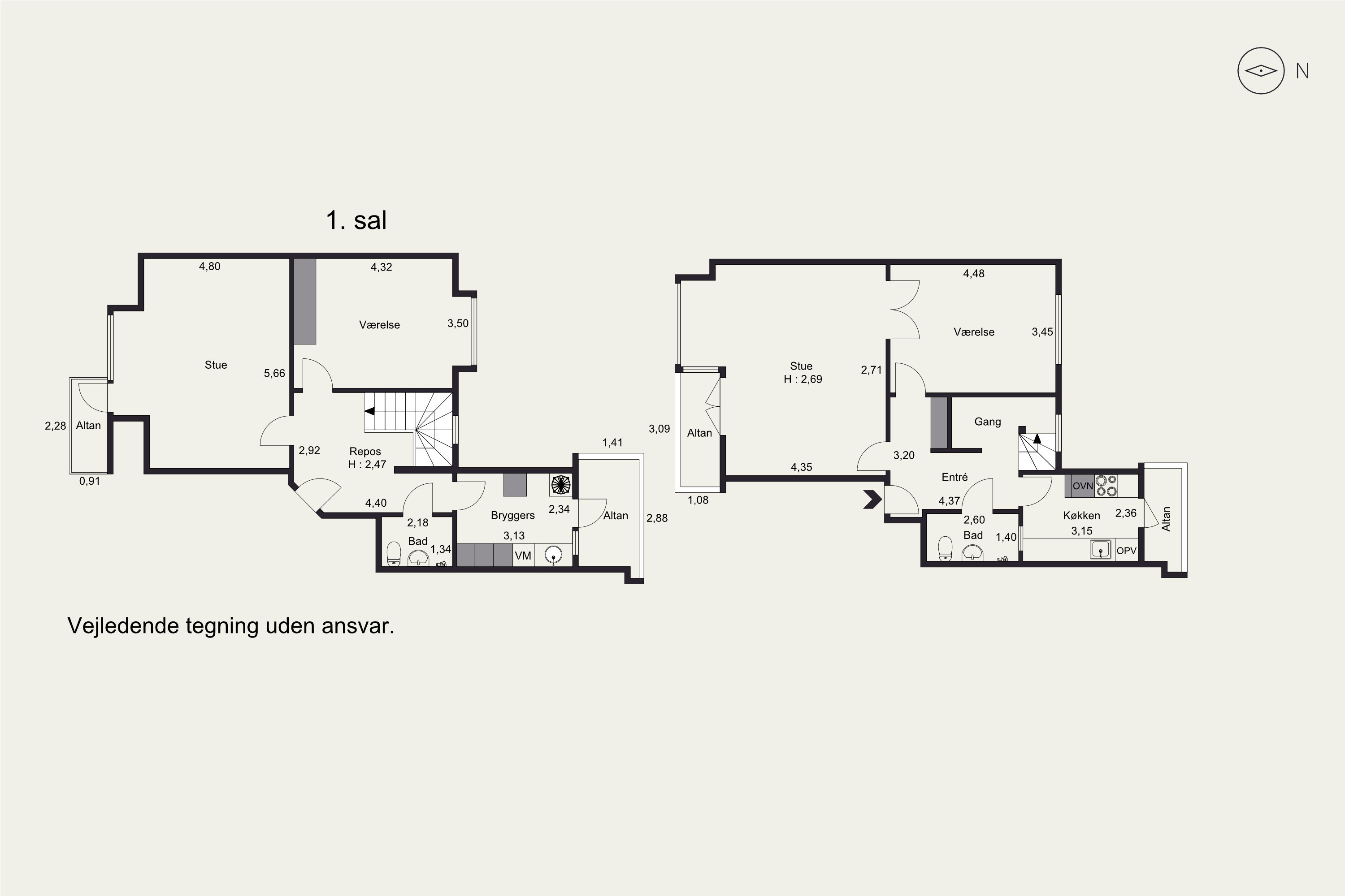Plantegninger billede af Borgergade 23A, 3. tv. + 4 tv., 8700 Horsens