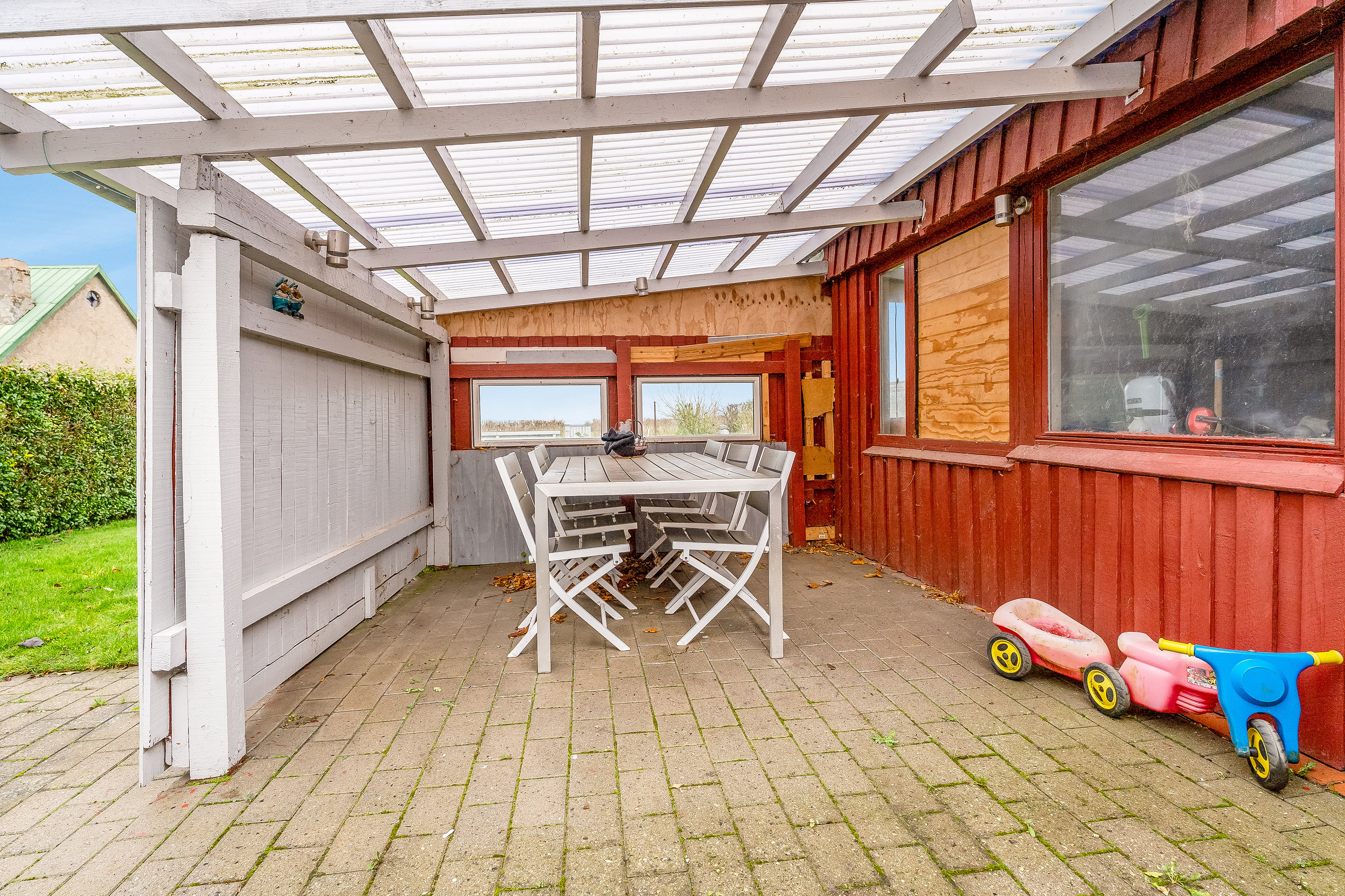 Fremhævet overdækket terrasse billede i fuldskærmstilstand. Billede af Engestoftevej 92, Slemminge, 4990 Sakskøbing