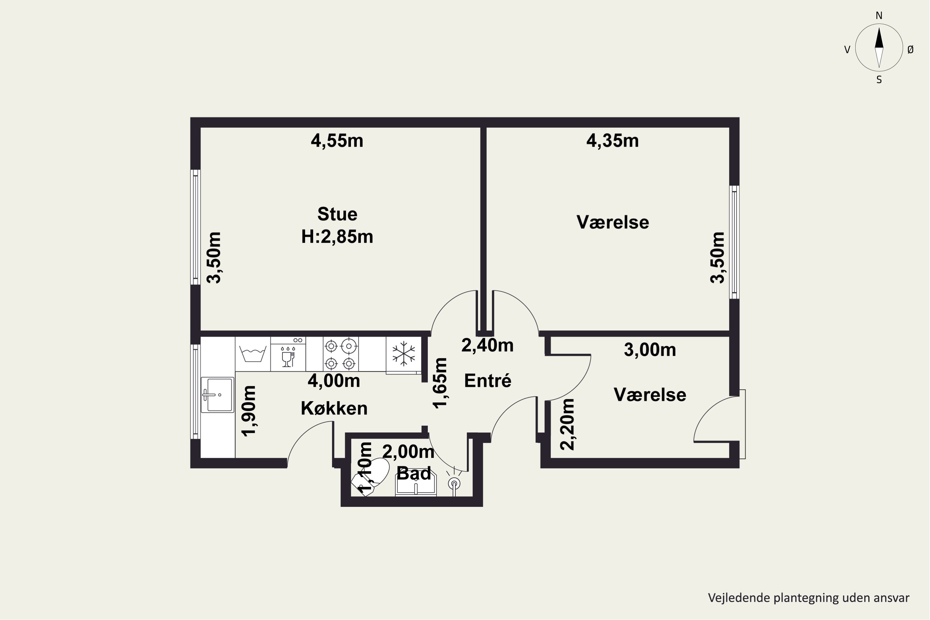 Plantegninger billede af Silkeborggade 43, 1. th., 2100 København Ø