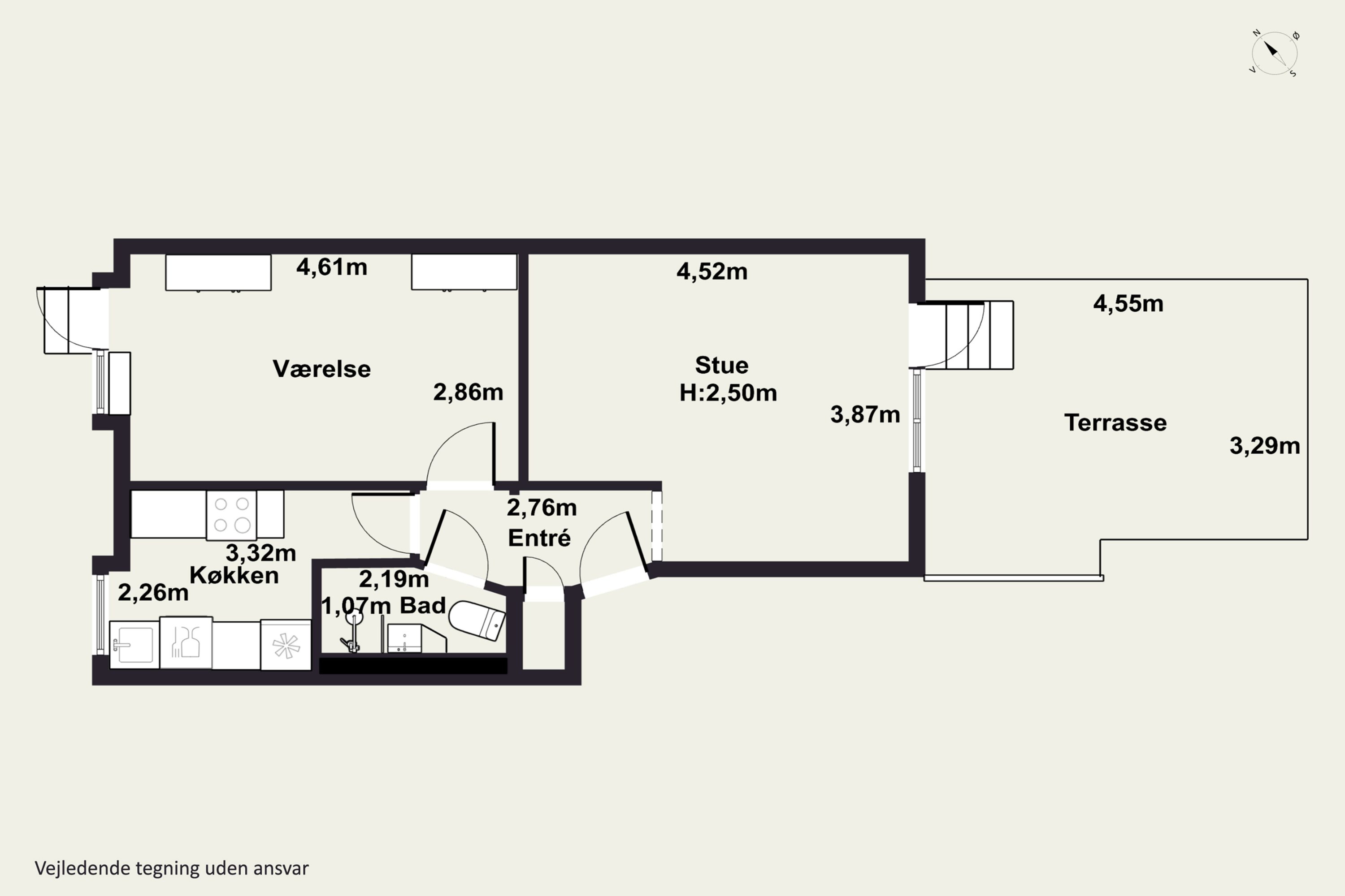 Plantegninger billede af Händelsvej 10, st.. th., 2450 København SV