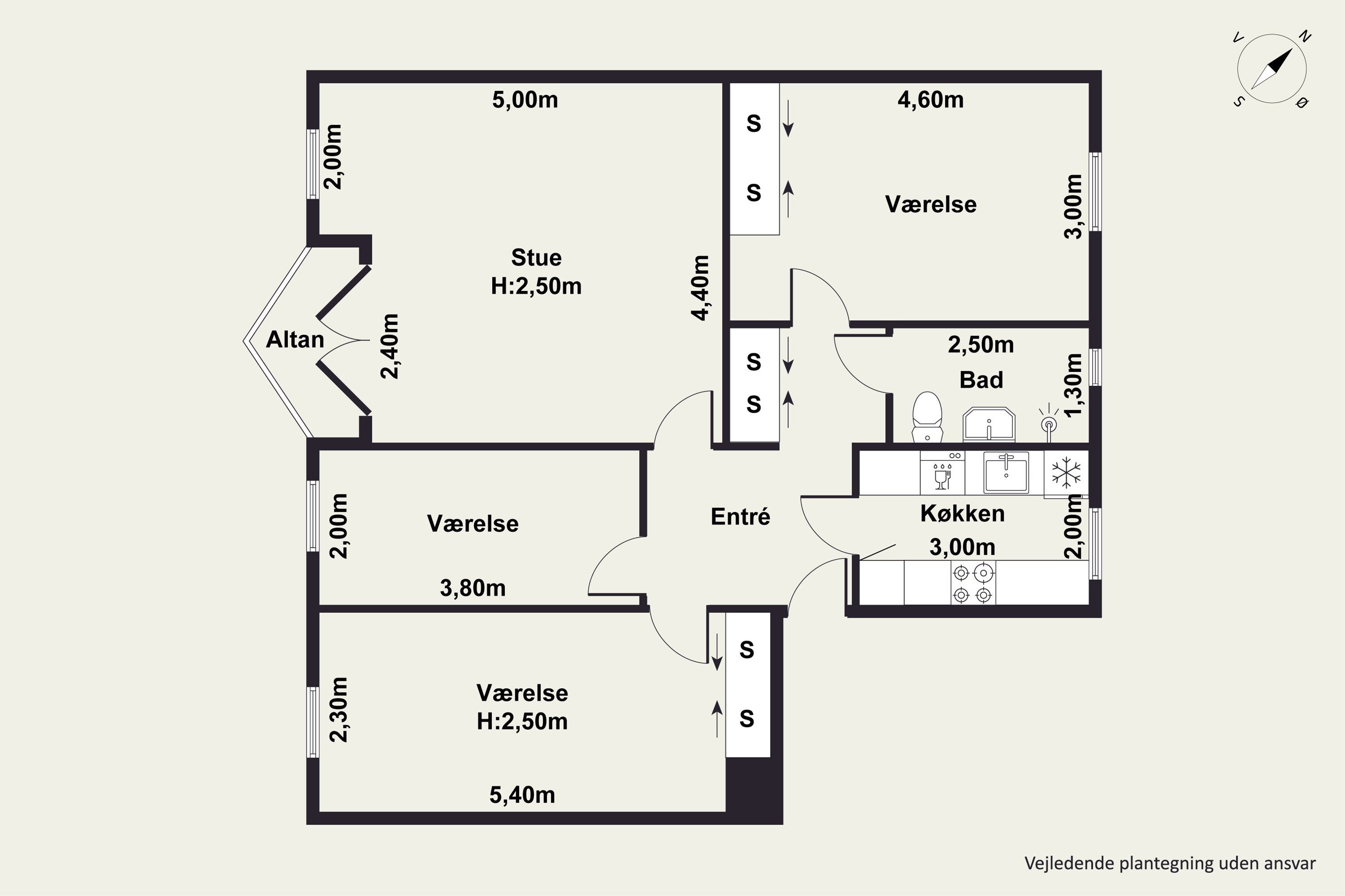 Plantegninger billede af Åfløjen 46, st.. th., 2700 Brønshøj