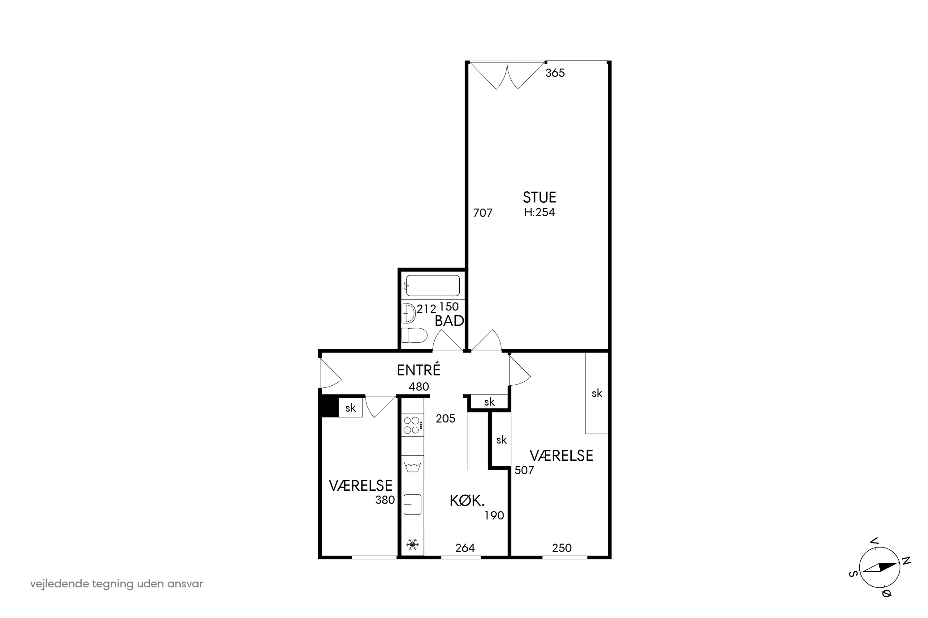 Plantegninger billede af Adelgade 47, 2. th., 1304 København K