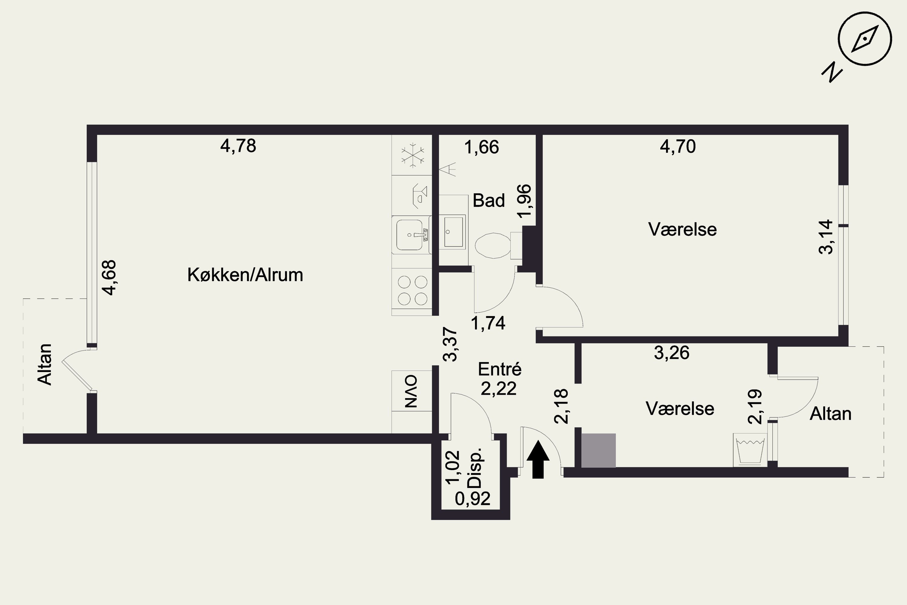 Plantegninger billede af Kildegården 11, 2. th., 8000 Aarhus C