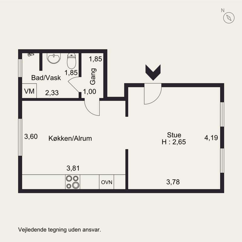 Plantegninger billede af Niels Juels Gade 7, 1. tv., 8700 Horsens