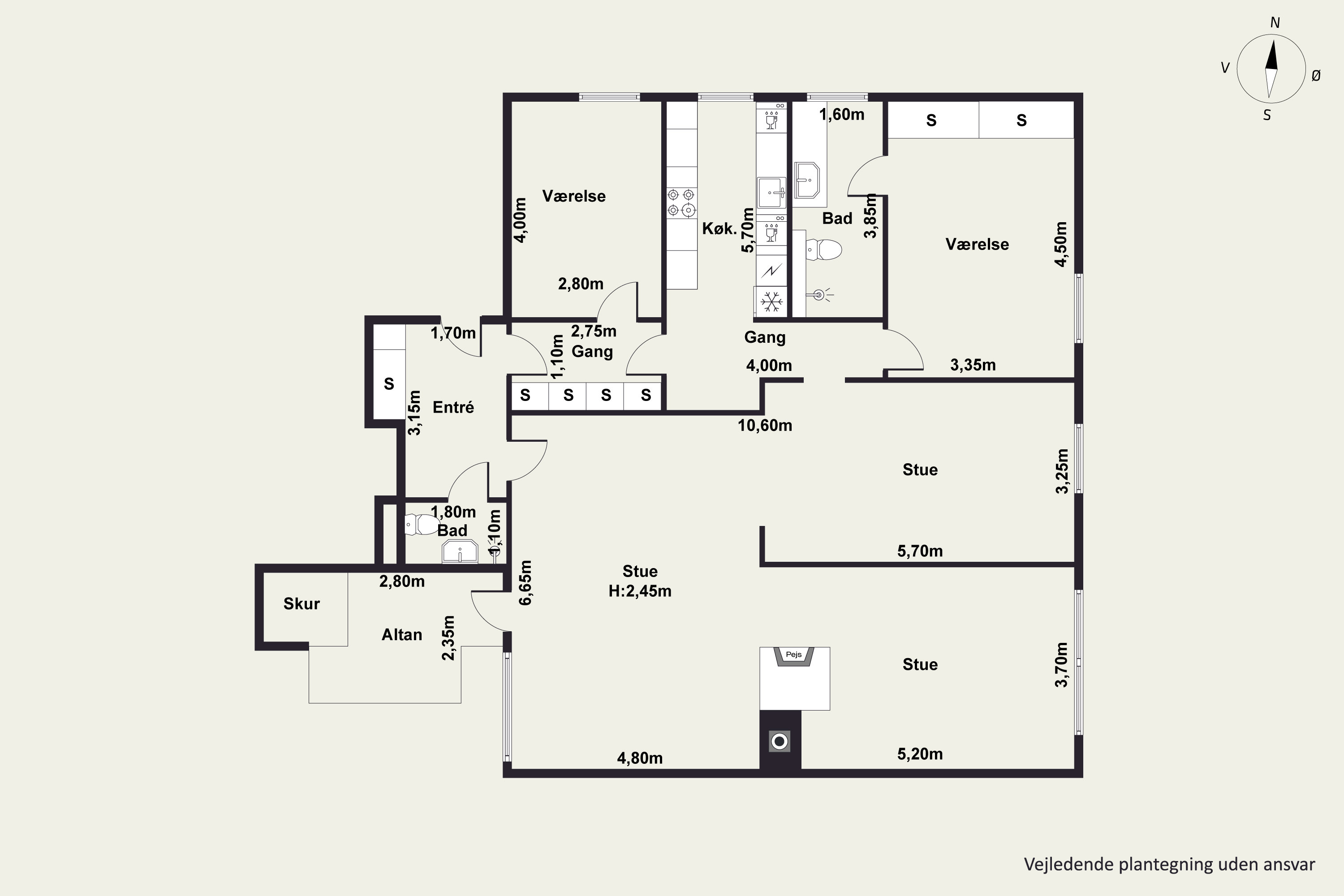 Plantegninger billede af Rosbæksvej 1, st.. tv., 2100 København Ø