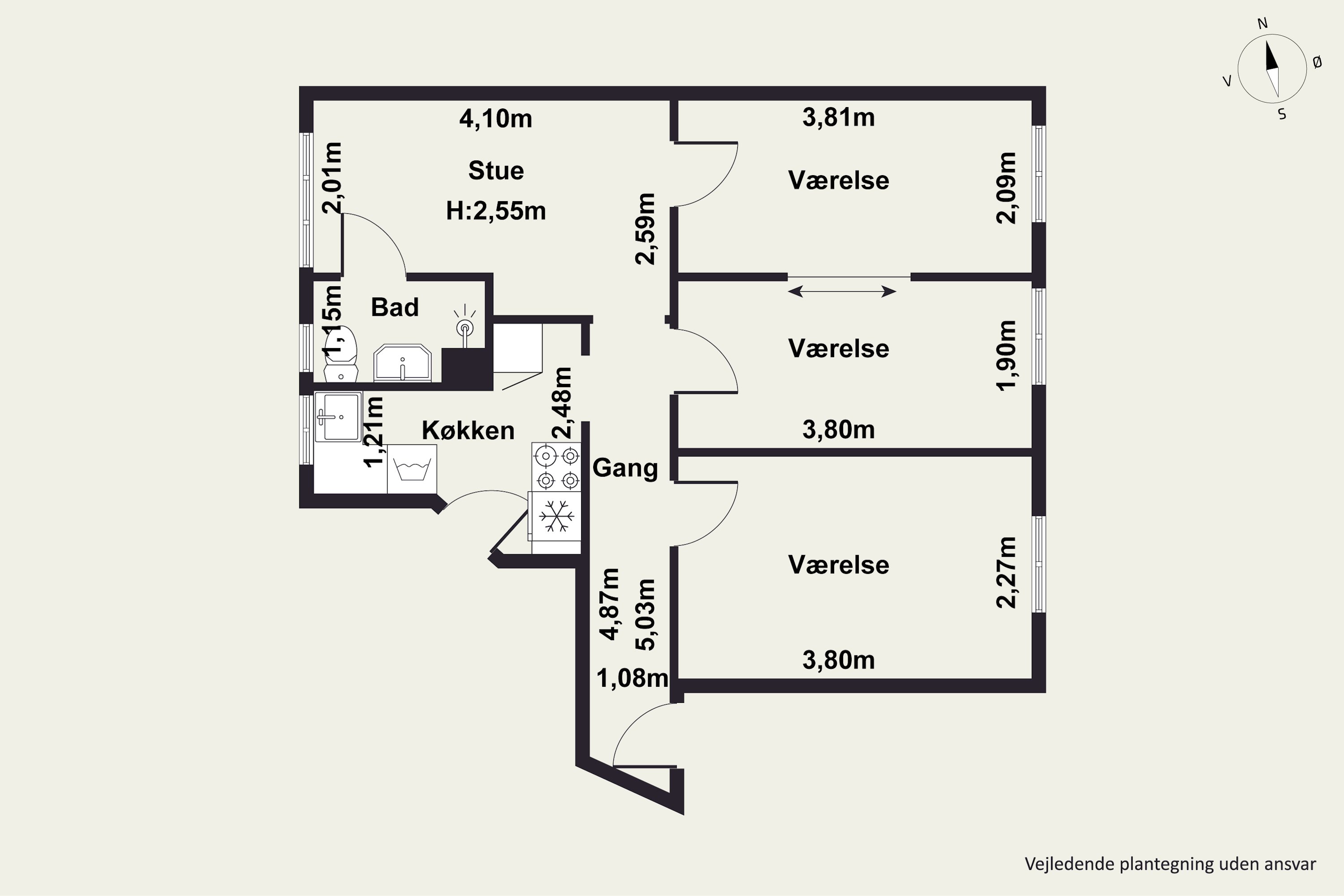 Plantegninger billede af Yrsavej 9, st.. th., 2000 Frederiksberg
