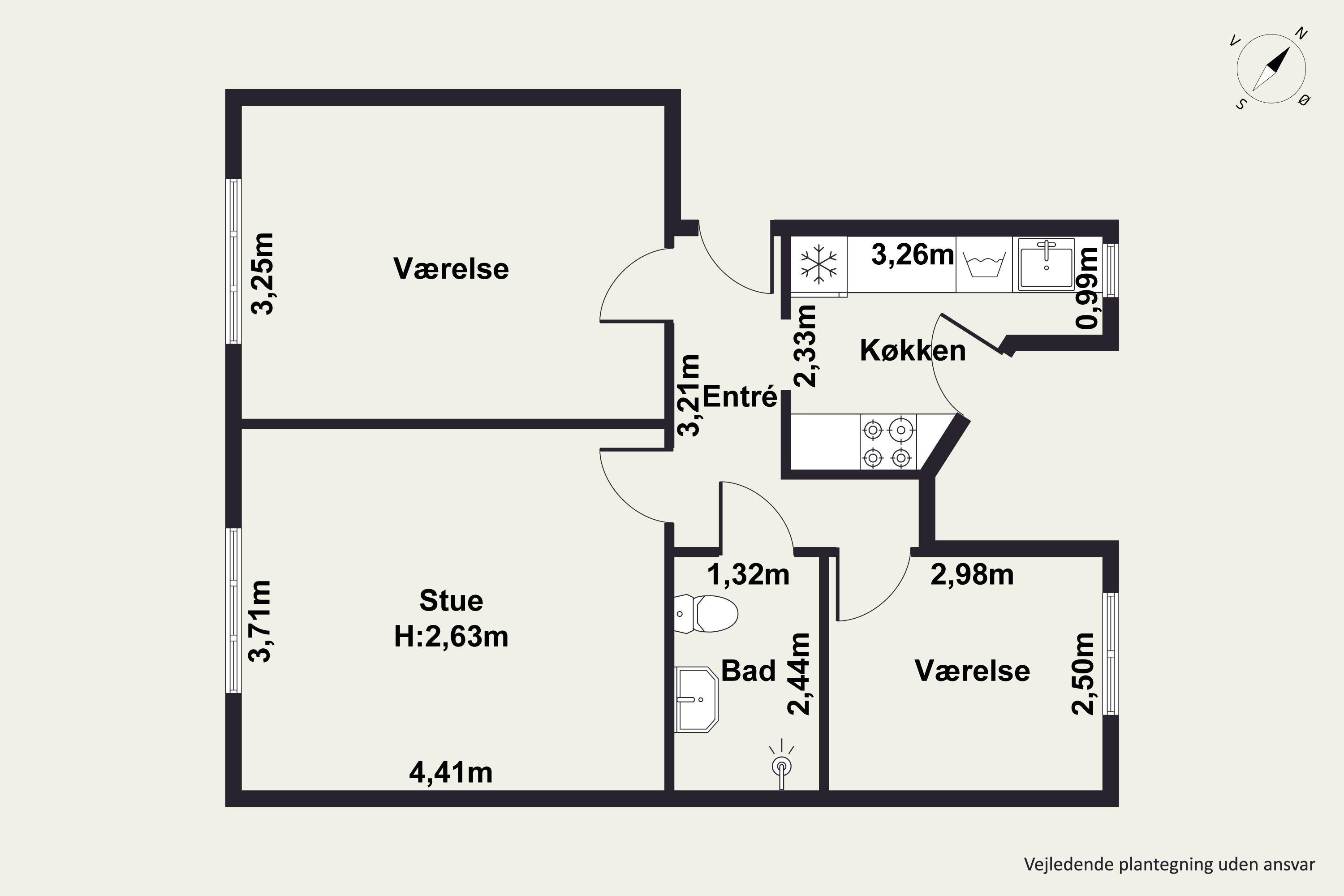 Plantegninger billede af Mølle Allé 6, 1. tv., 2500 Valby