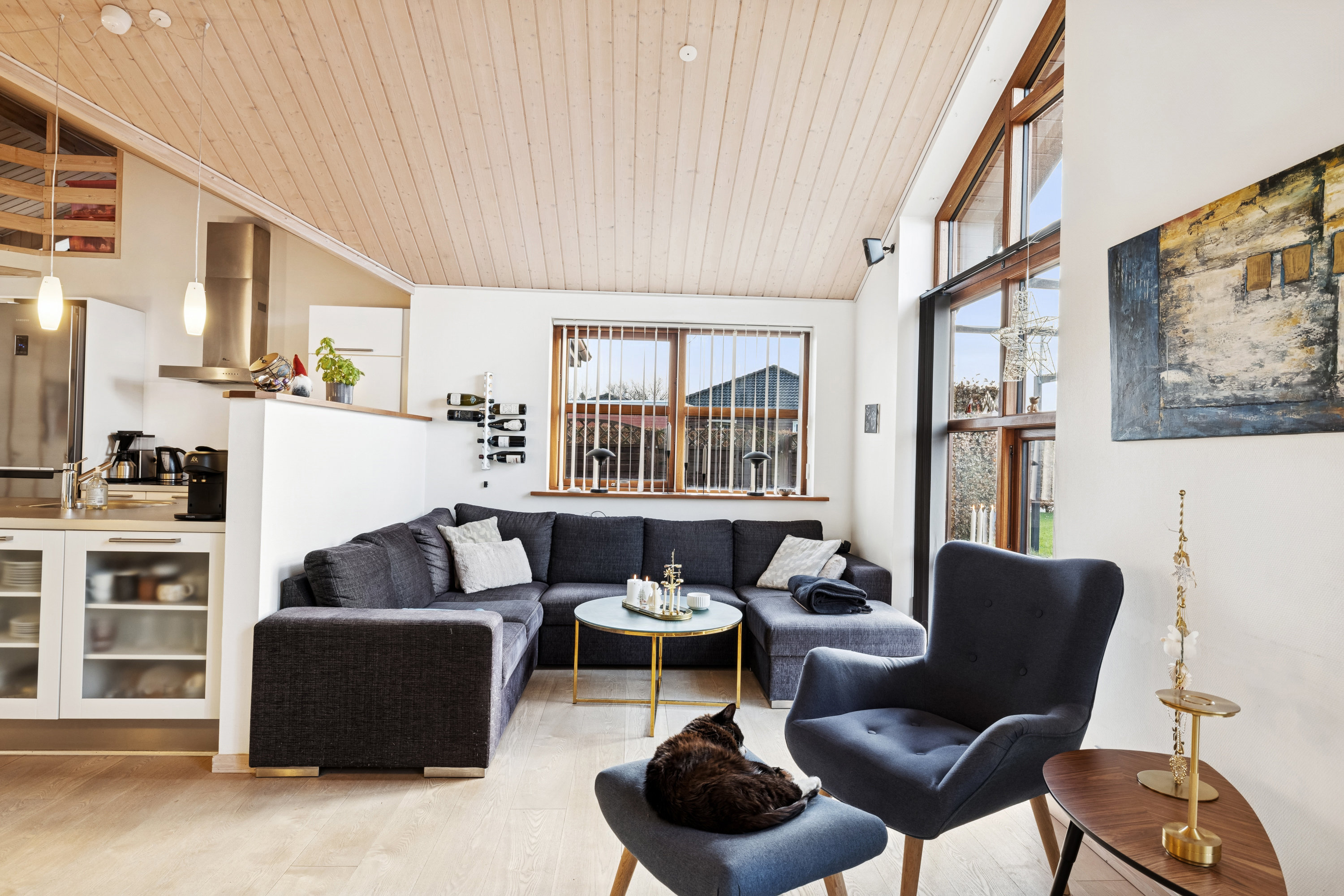 Fremhævet stue billede i fuldskærmstilstand. Billede af Blålyngen 11, 7470 Karup J