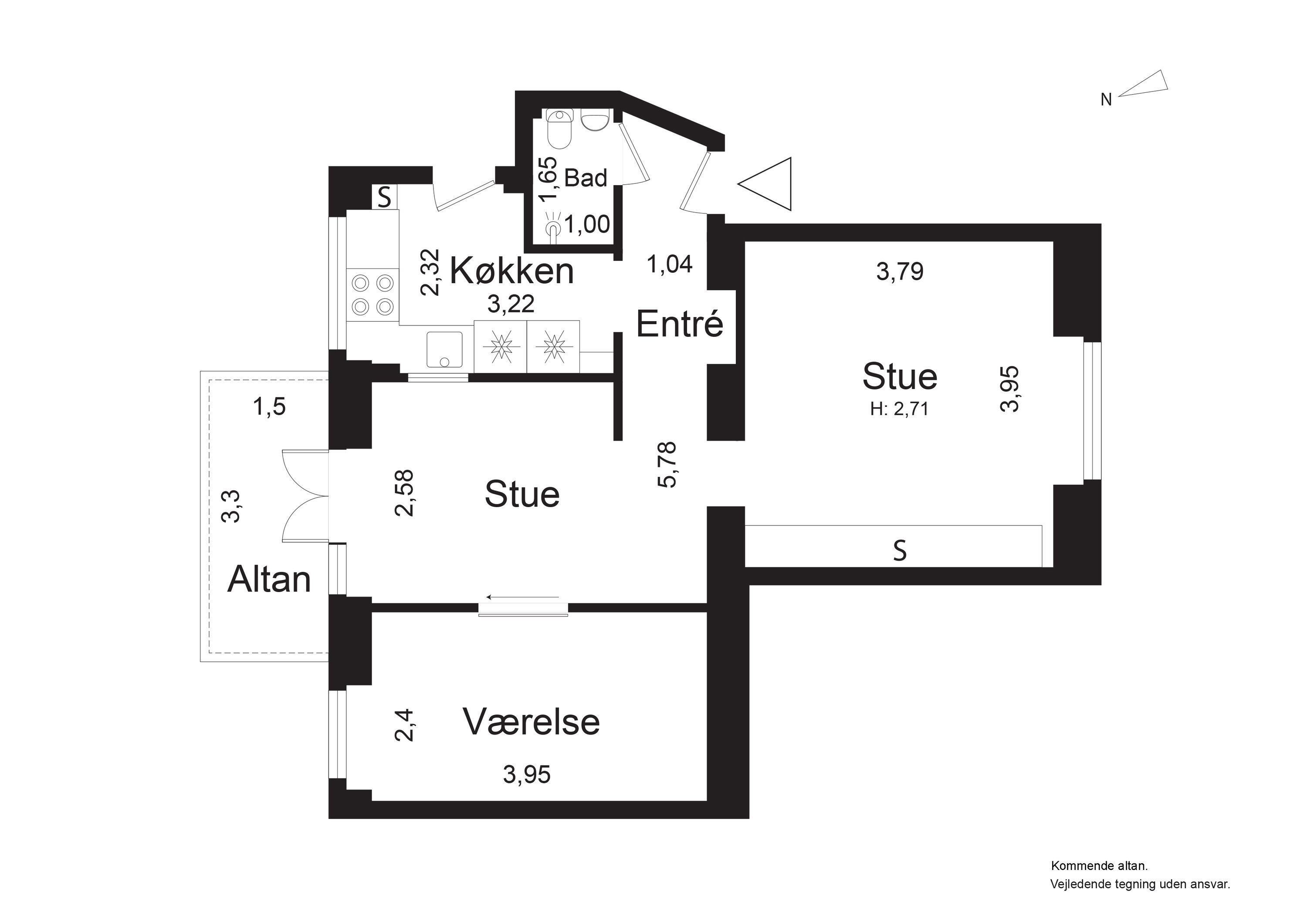 Plantegninger billede af Thurøvej 11, st.. tv., 2000 Frederiksberg