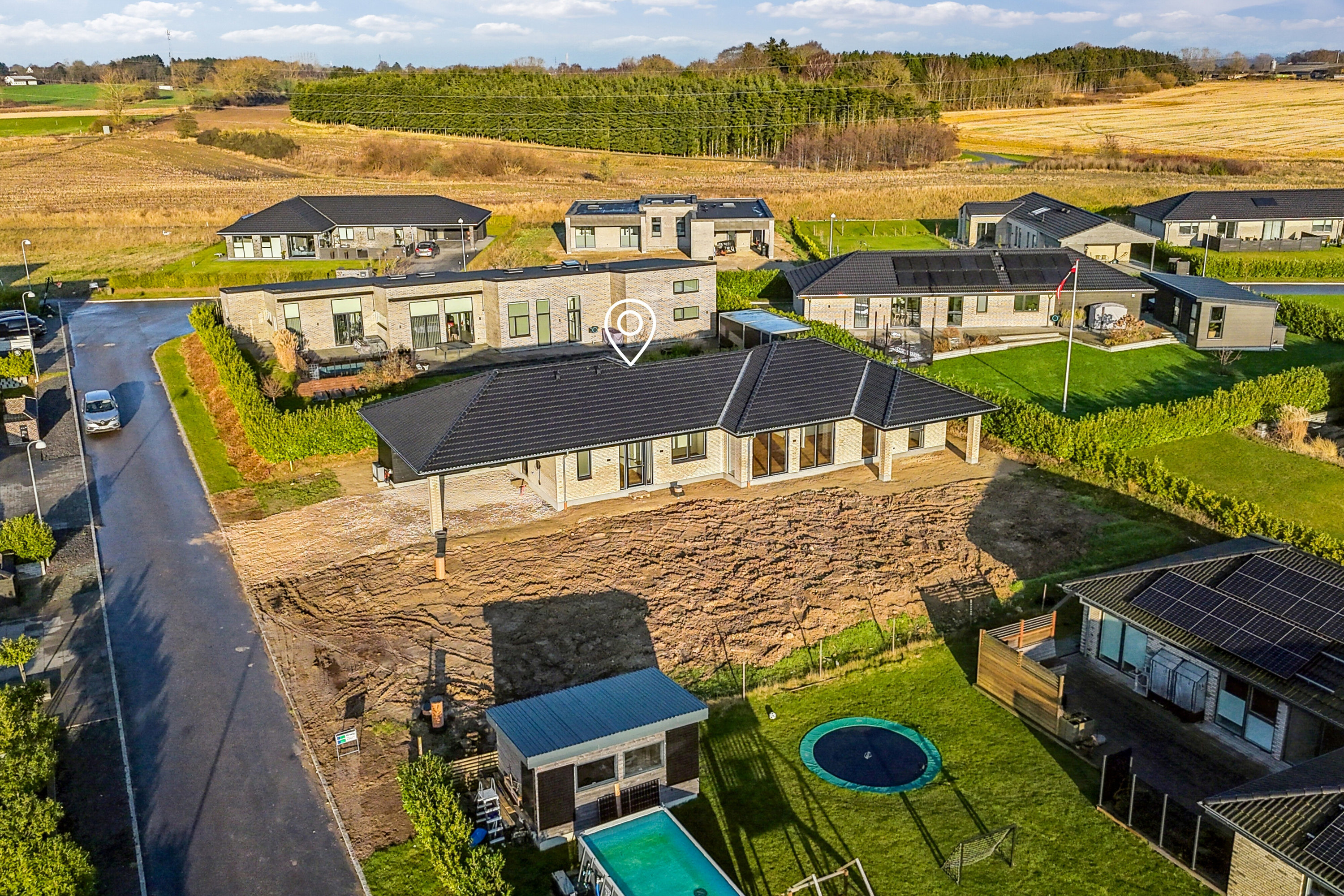 Fremhævet luftfoto billede i fuldskærmstilstand. Billede af Kærsagrene 22, 4700 Næstved