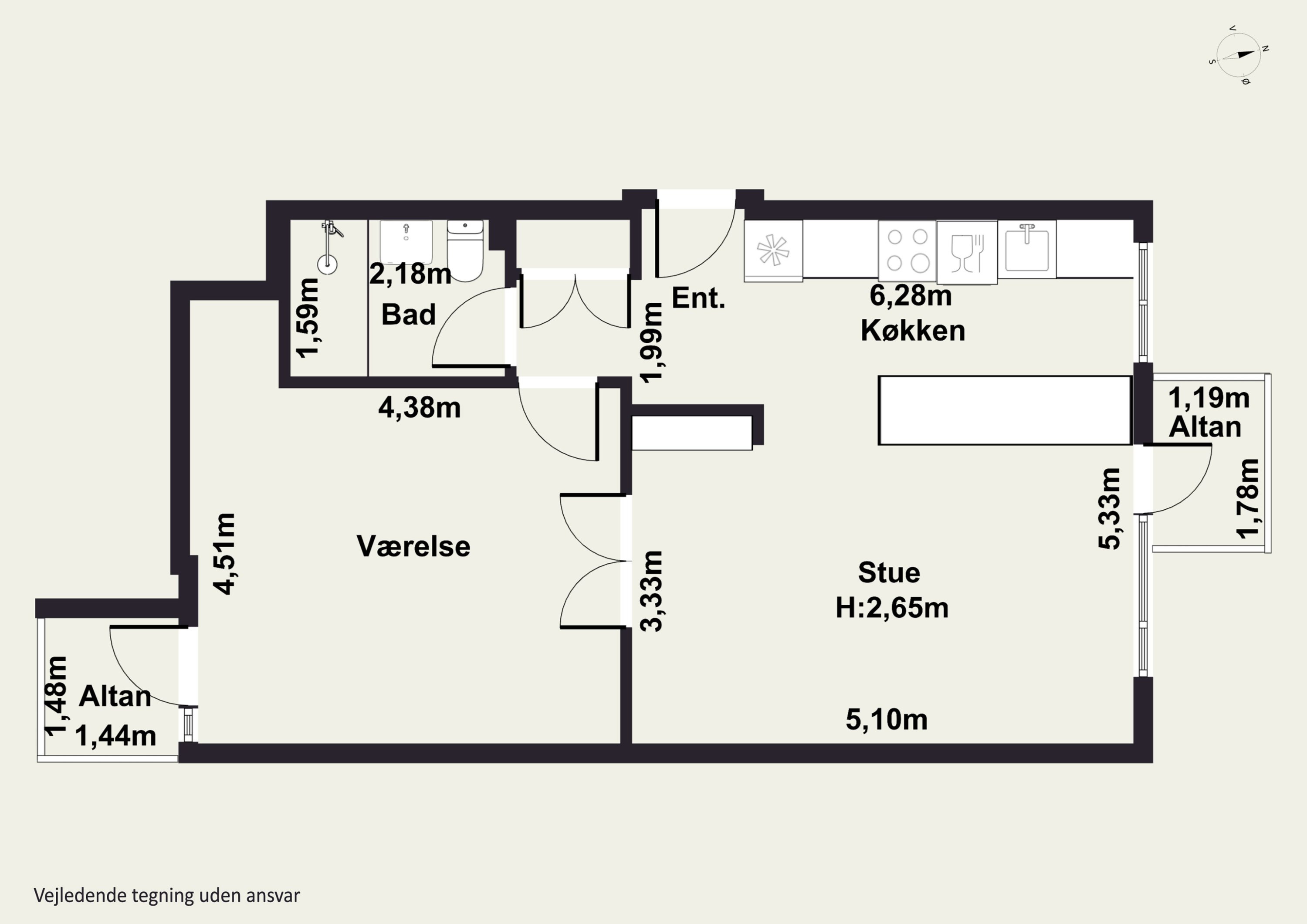 Plantegninger billede af Østerdalsgade 3B, 1. tv., 2300 København S