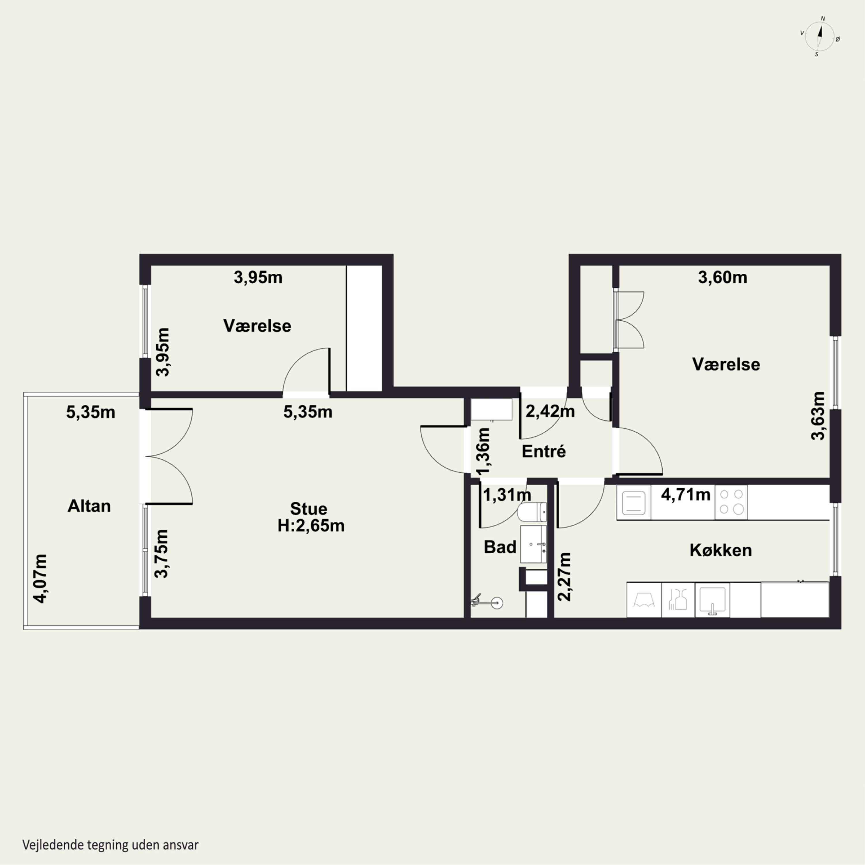 Plantegninger billede af Valhøjs Alle 102B, 2. th., 2610 Rødovre