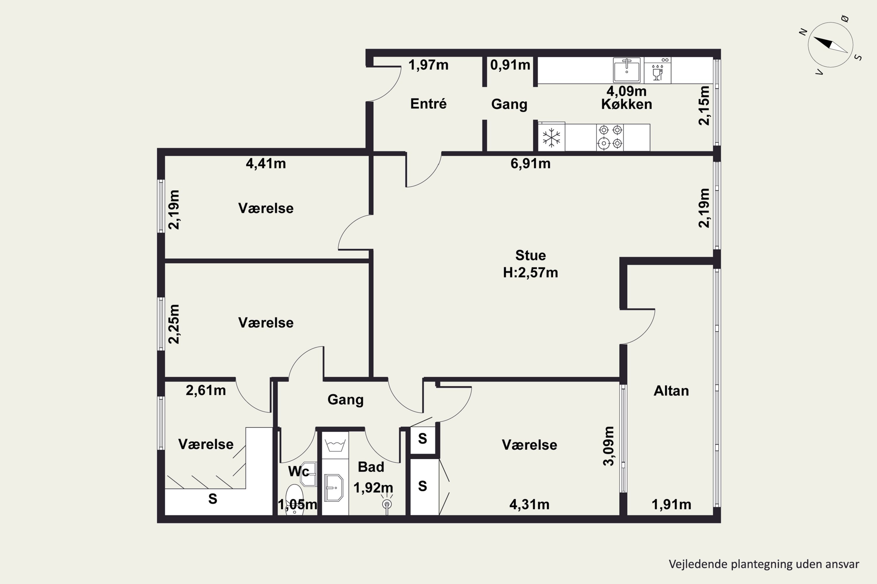 Plantegninger billede af Ll. Sct. Mikkels Gade 9, 1. th., 8800 Viborg