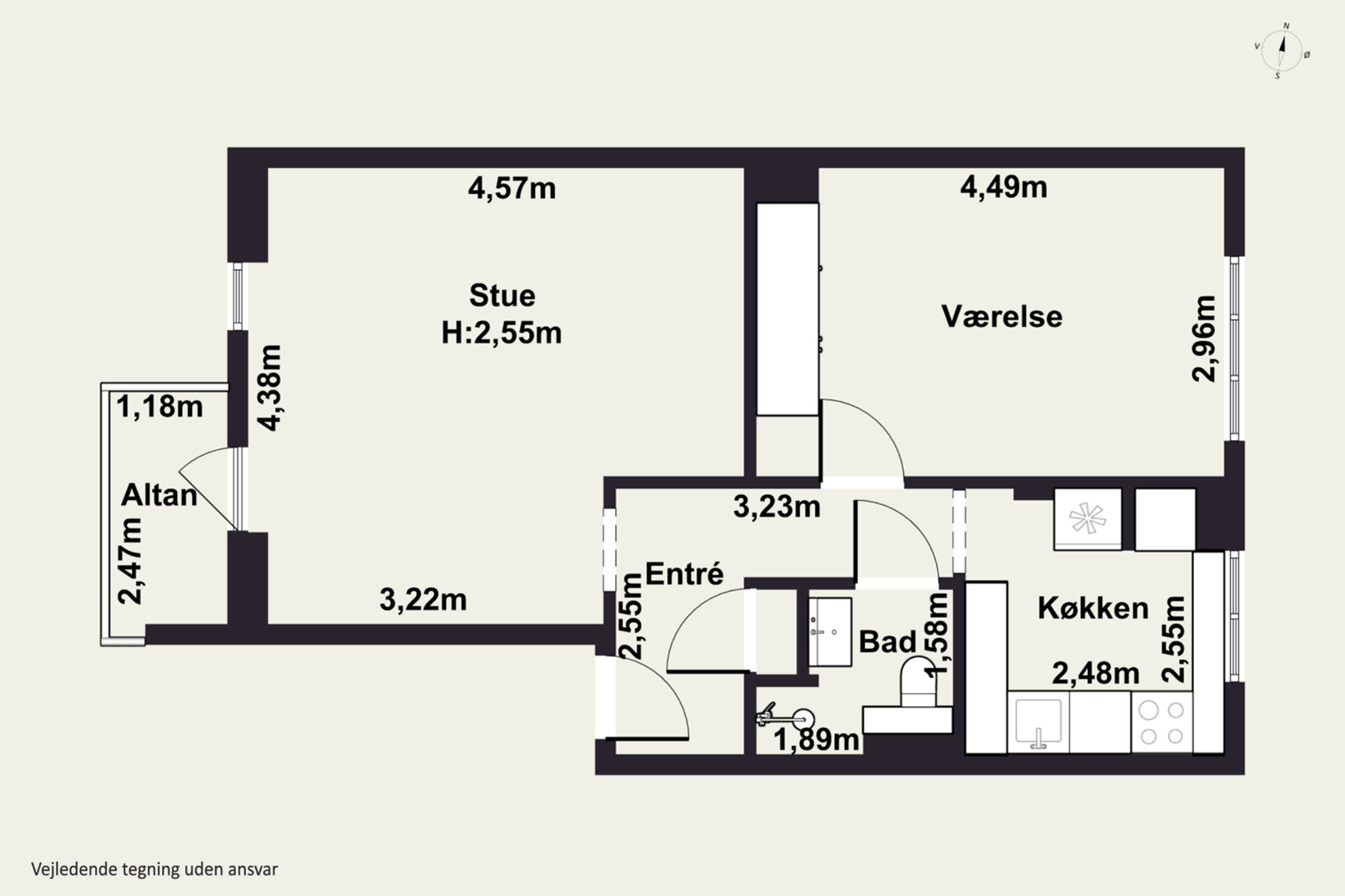 Plantegninger billede af Amagerbrogade 259B, 2. tv., 2300 København S