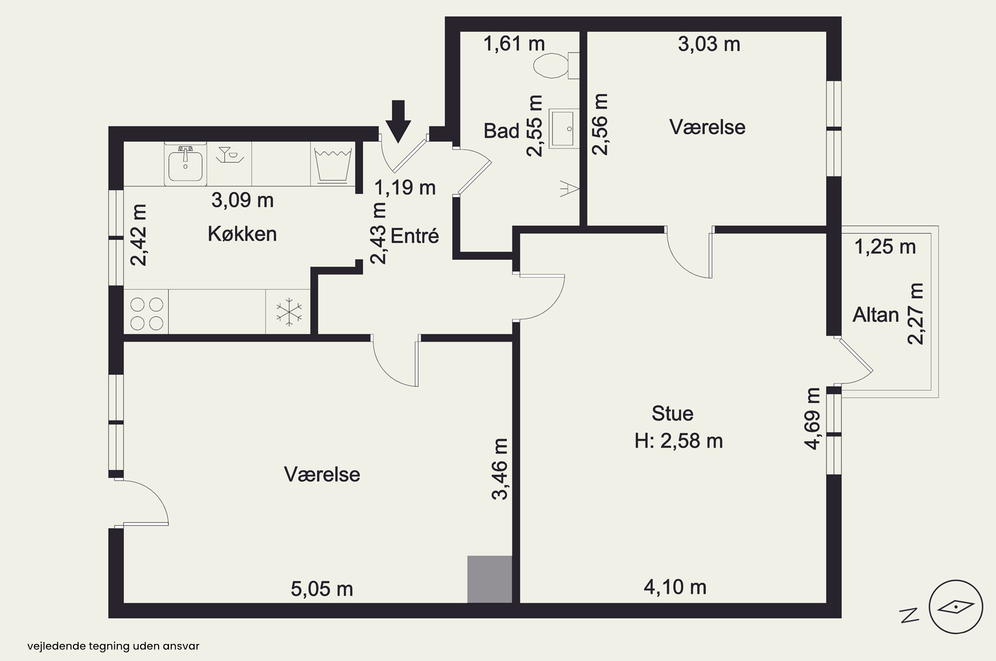 Plantegninger billede af Hostrupsvej 23, 3. th., 3400 Hillerød
