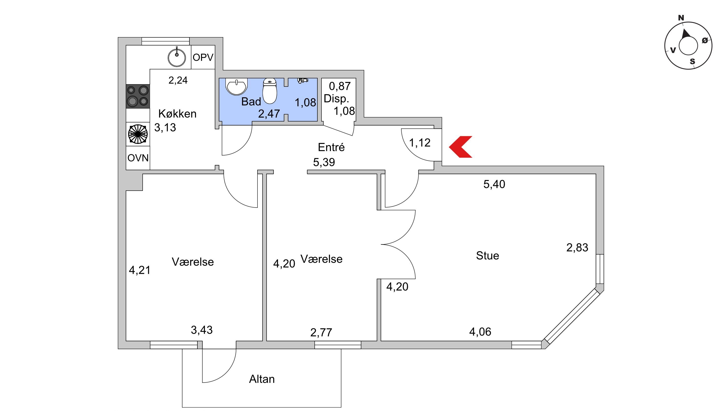 Plantegninger billede af Kronprinsensgade 88, 2. tv., 6700 Esbjerg