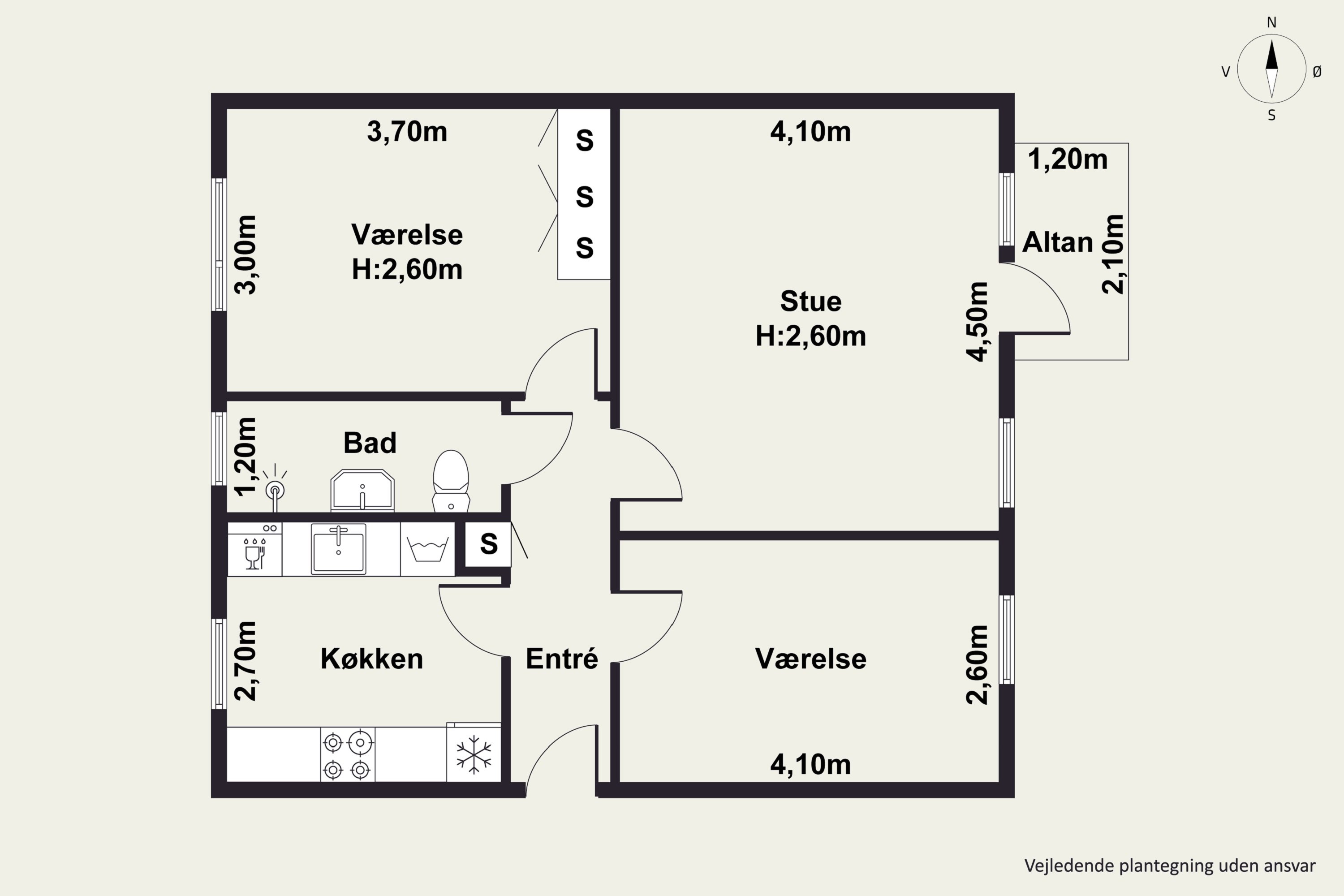 Plantegninger billede af Hamletsgade 22, 1. tv., 2200 København N