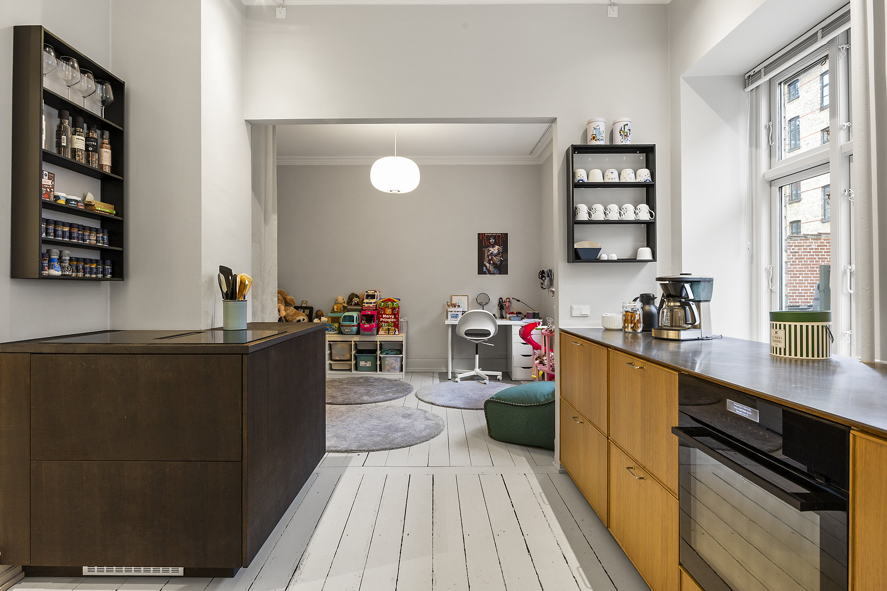 Fremhævet køkken alrum billede i fuldskærmstilstand. Billede af N.J. Fjords Alle 4, st.., 1957 Frederiksberg C