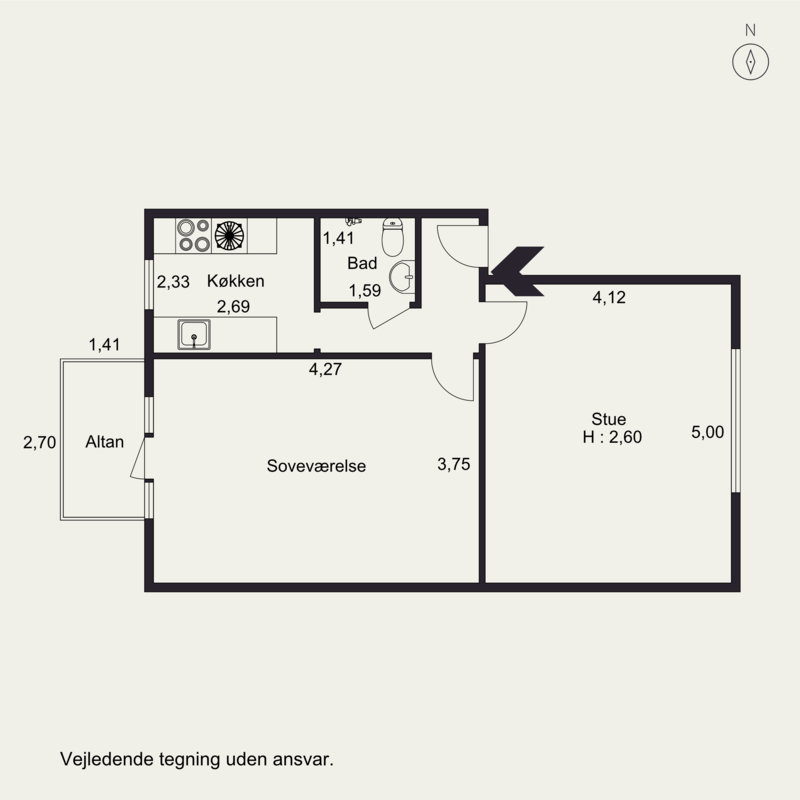 Plantegninger billede af Sønderbrogade 93, 1. tv., 8700 Horsens