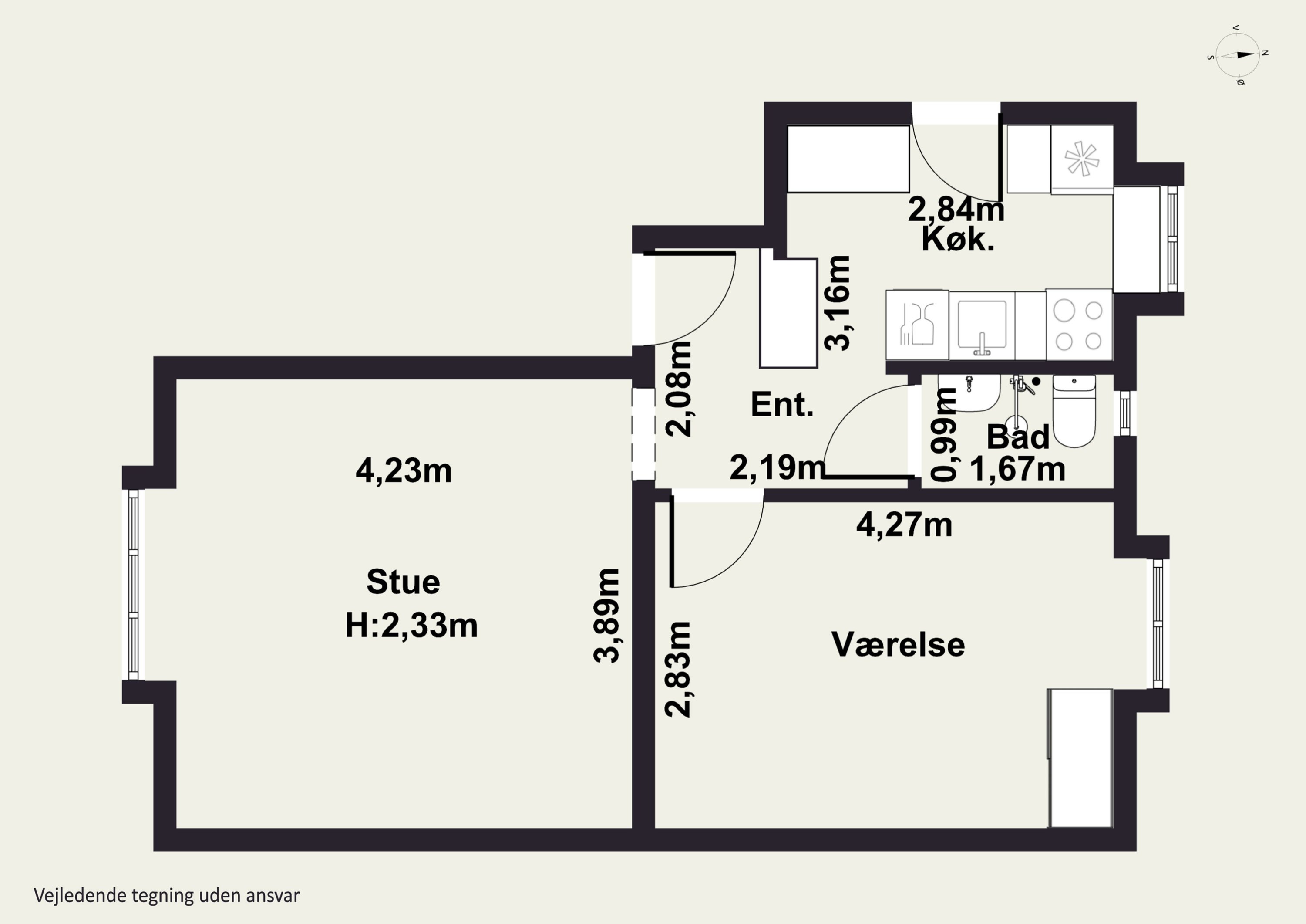 Plantegninger billede af Caprivej 9, st.. th., 2300 København S