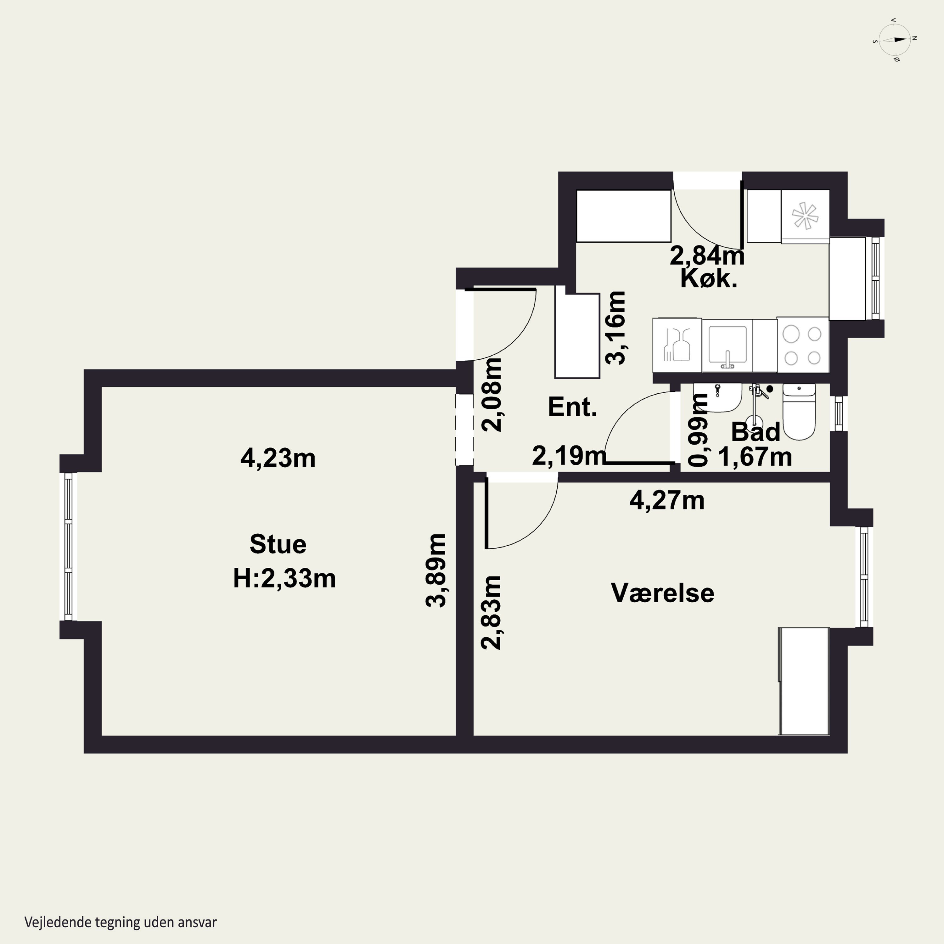 Plantegninger billede af Caprivej 9, st.. th., 2300 København S