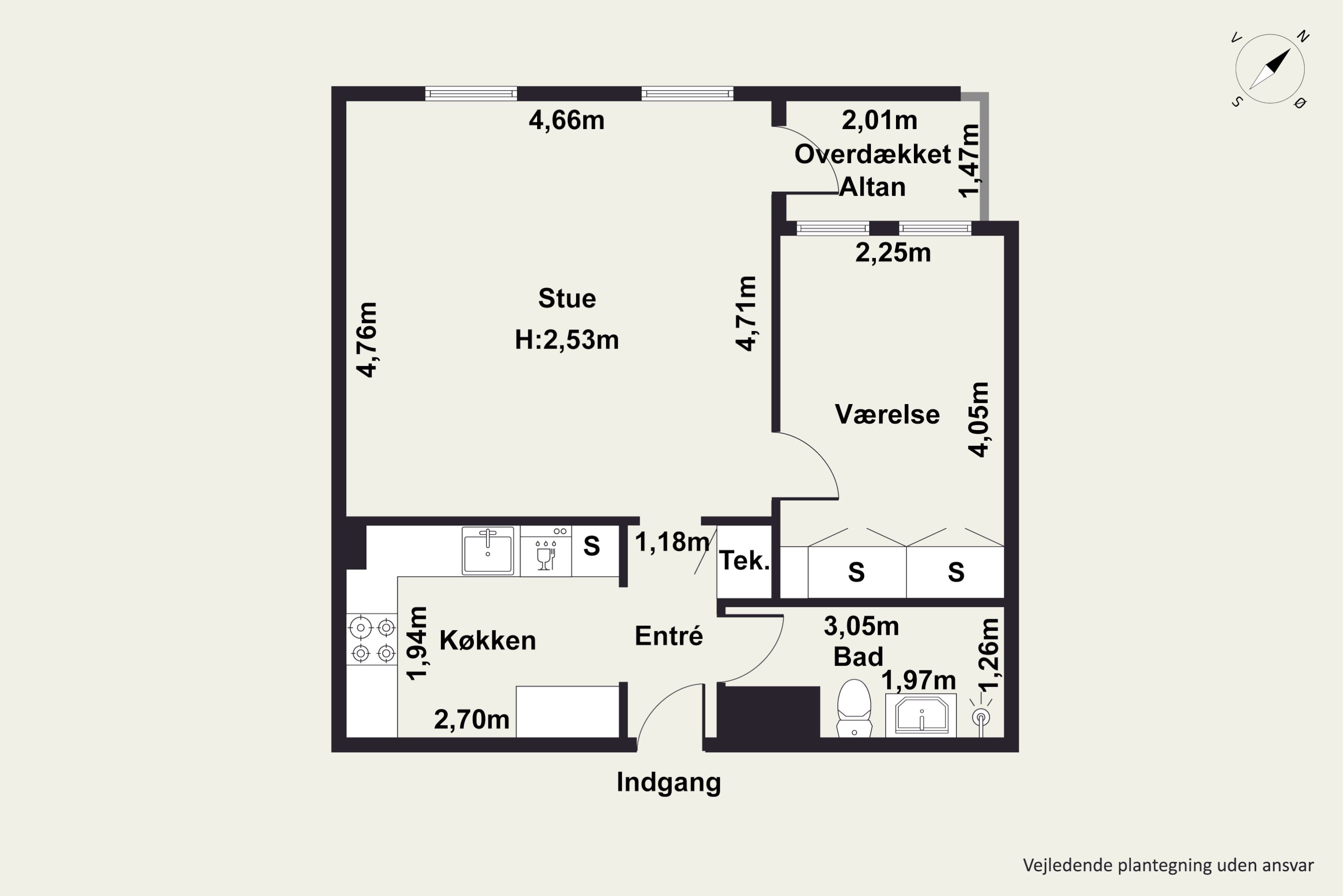 Plantegninger billede af Sjællandsgade 43, 1. mf., 8900 Randers C
