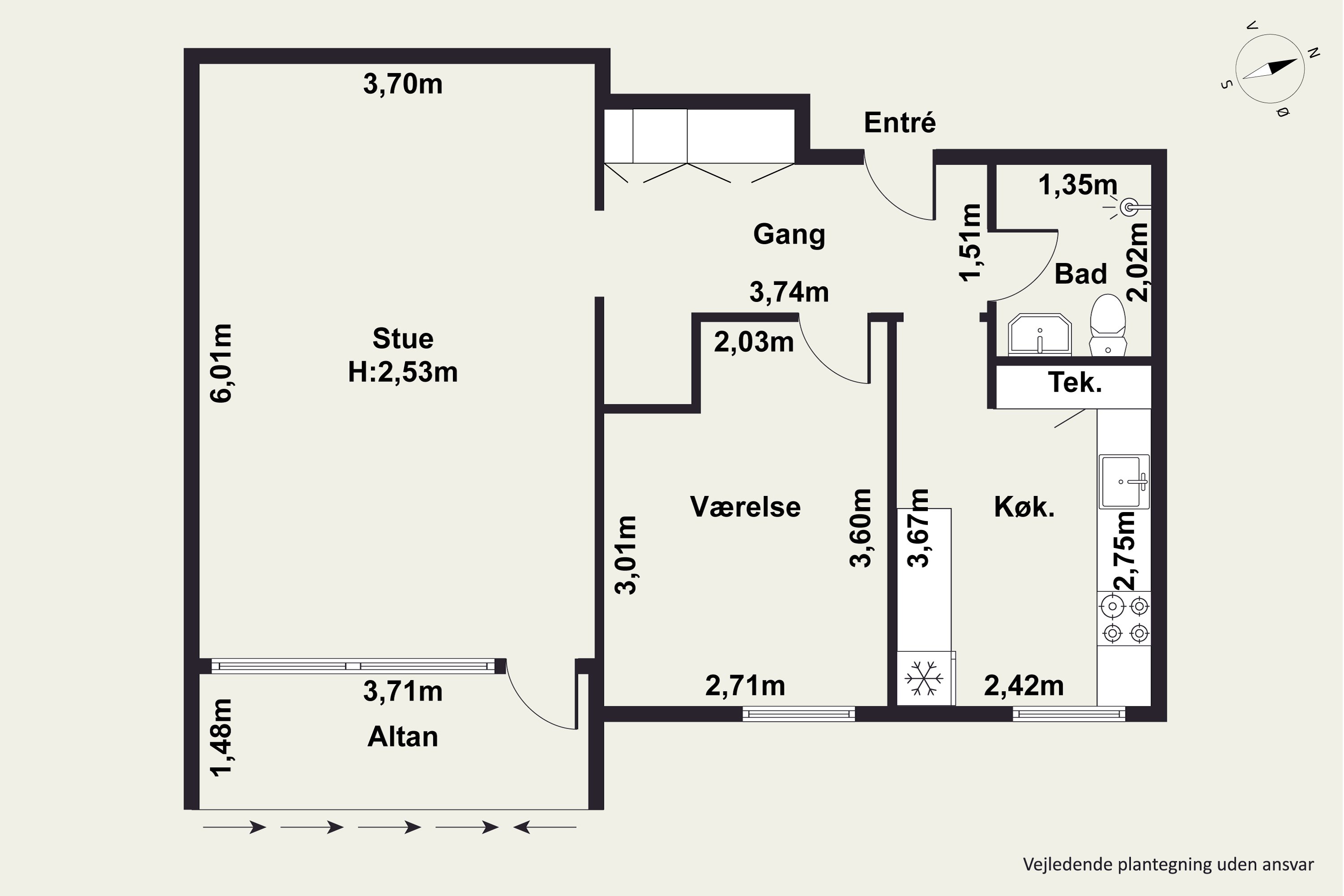 Plantegninger billede af Nordre Fasanvej 60, 2. 21., 2000 Frederiksberg