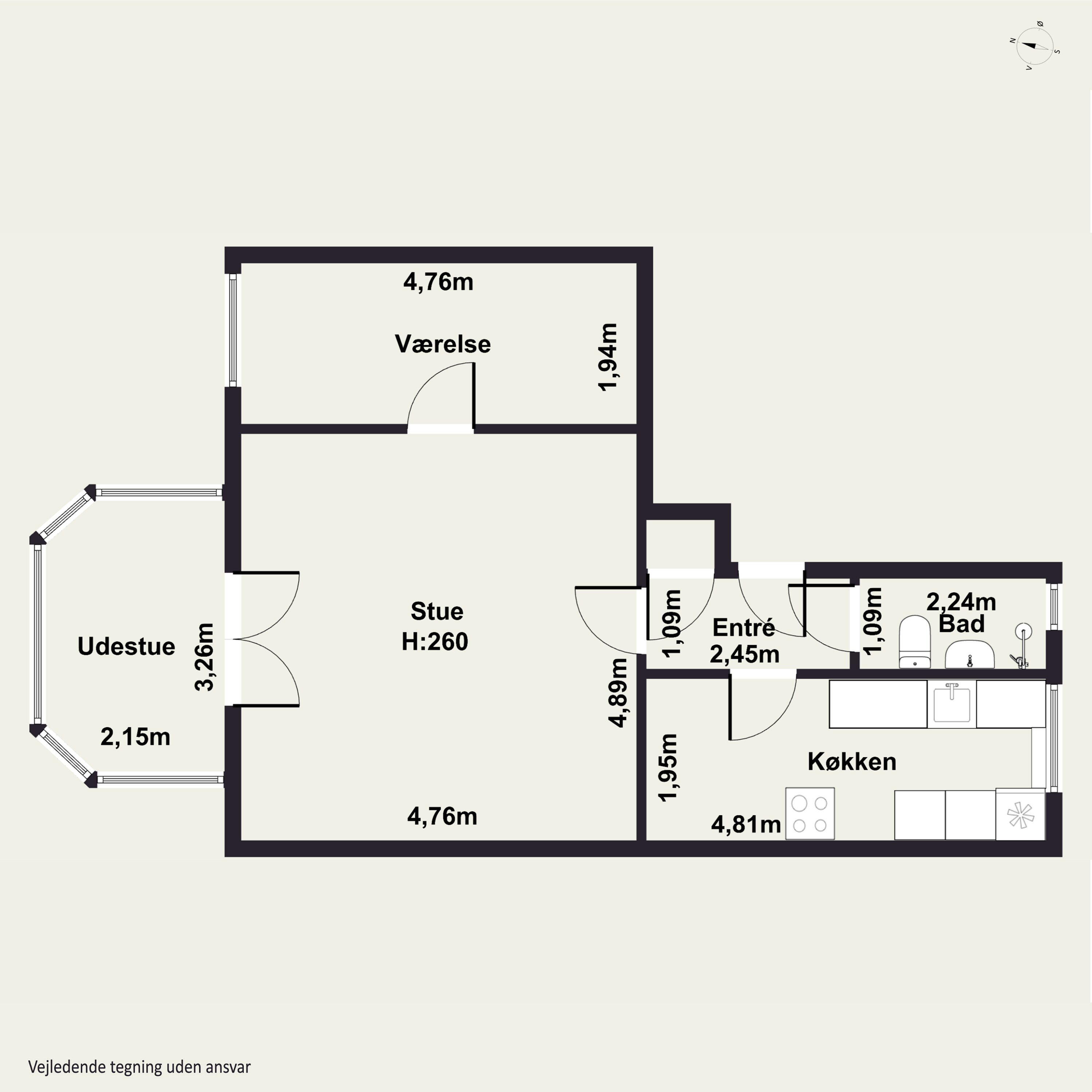 Plantegninger billede af Roskildevænget 3, 1. tv., 4000 Roskilde