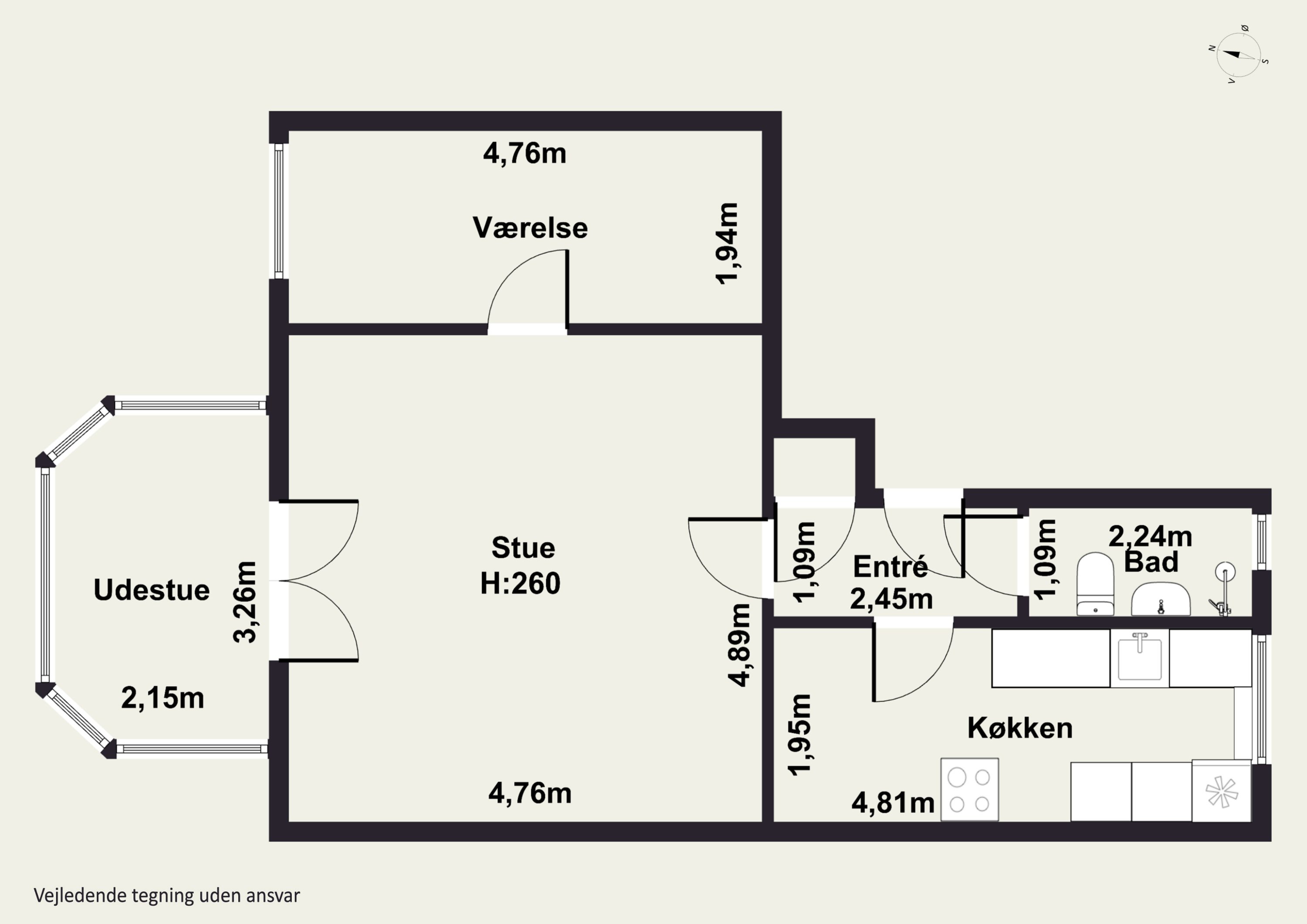 Plantegninger billede af Roskildevænget 3, 1. tv., 4000 Roskilde