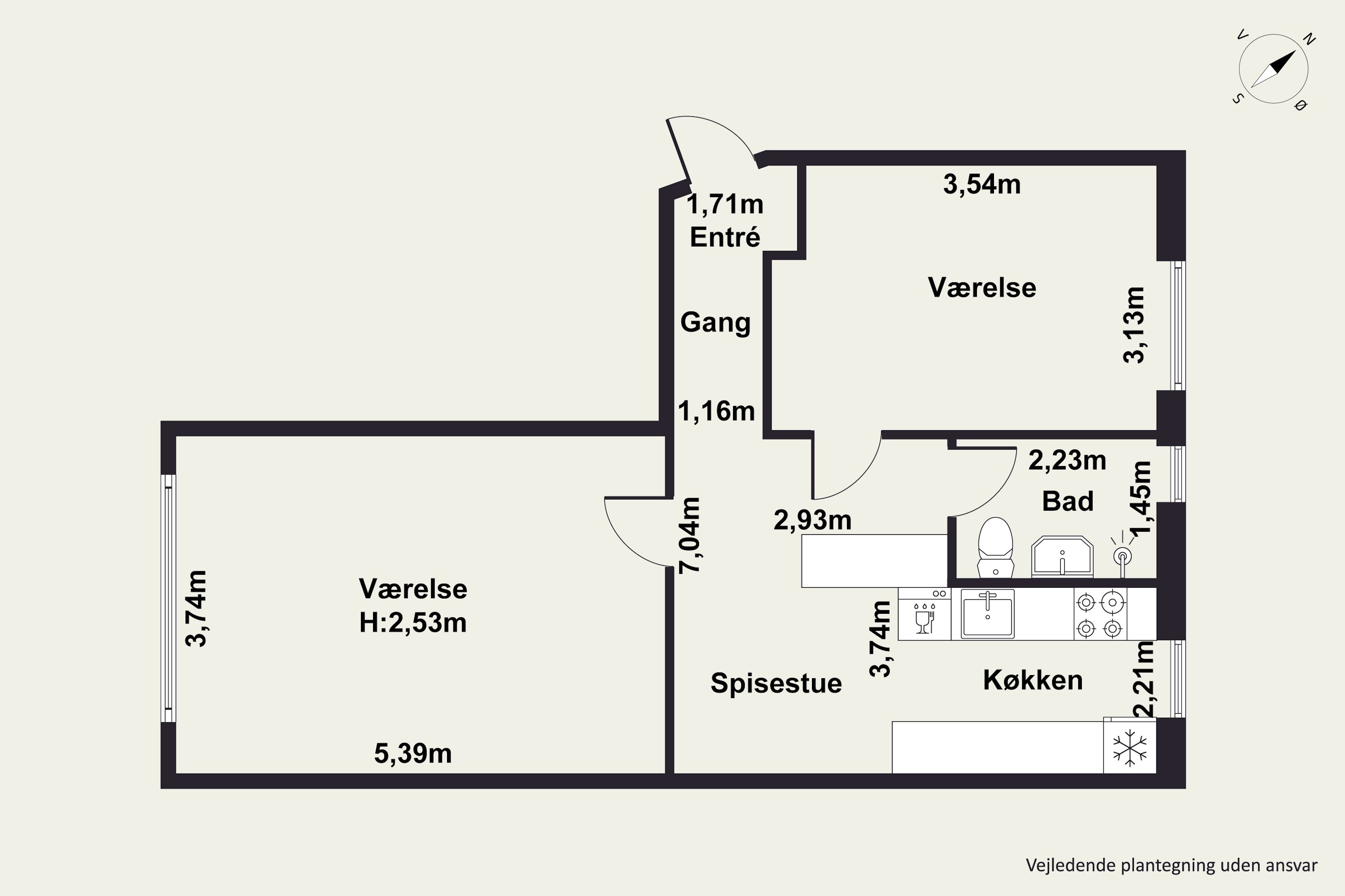 Plantegninger billede af Horsensvej 14, 2. tv., 3000 Helsingør