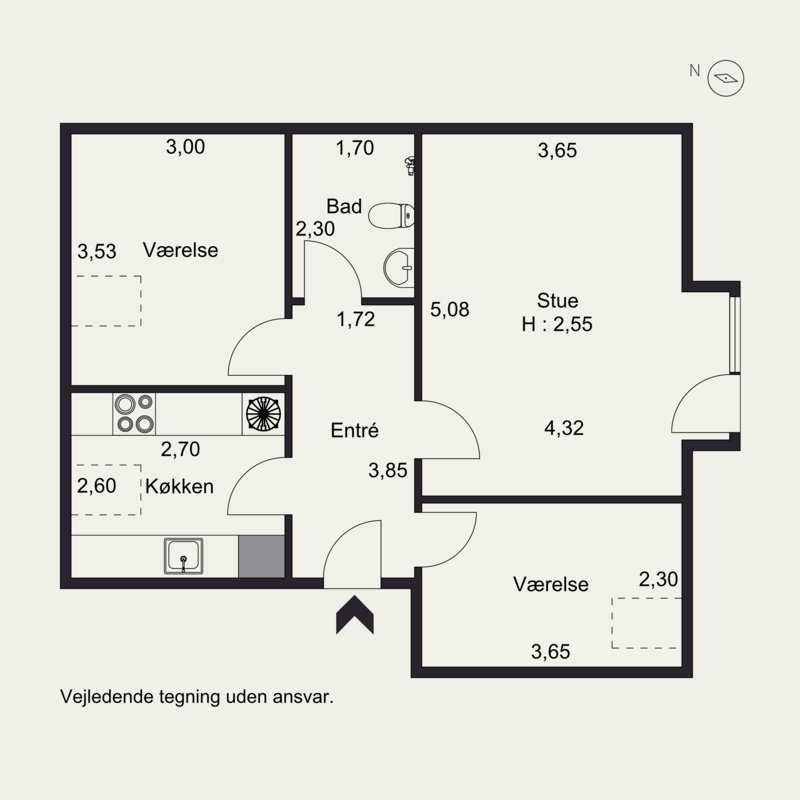Plantegninger billede af Sorgenfri 2, 2. tv., 6100 Haderslev