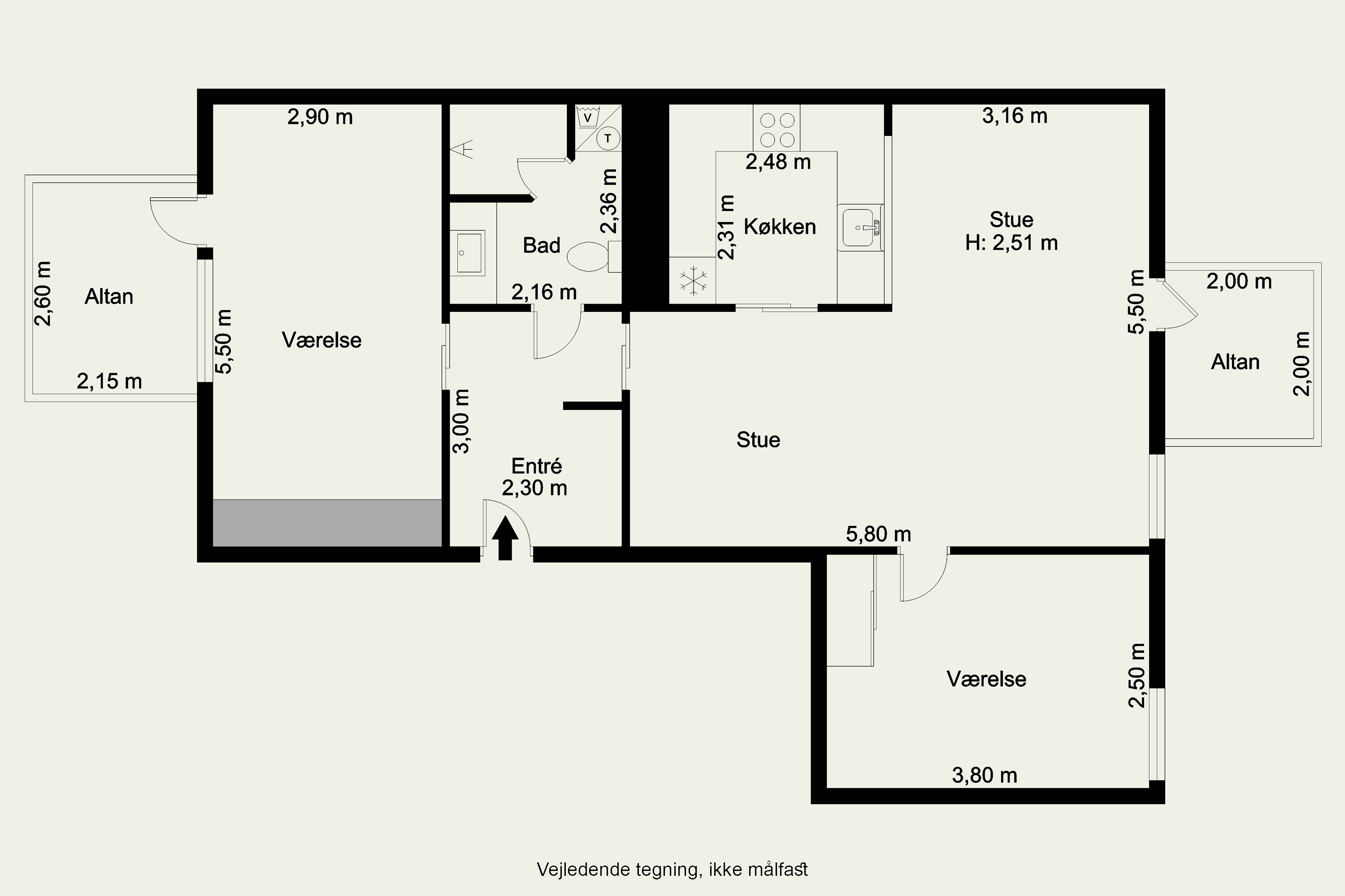 Plantegninger billede af Weidekampsgade 61, 1. tv., 2300 København S