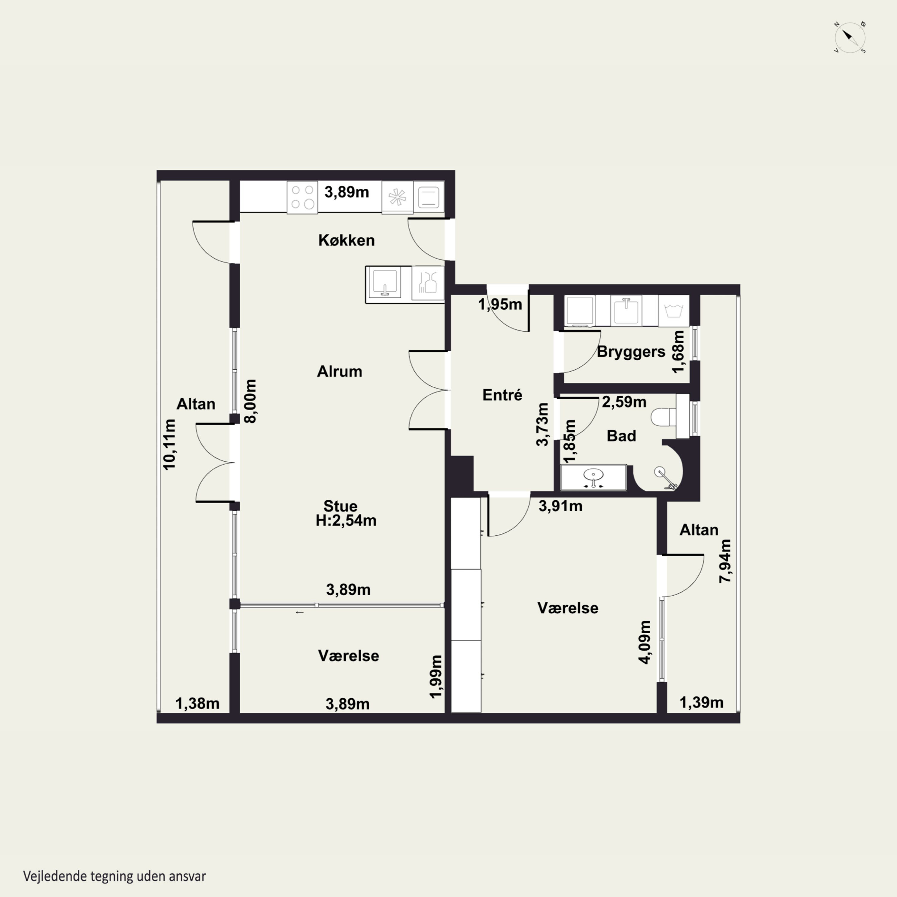 Plantegninger billede af Erik Eriksens Gade 9, 6. tv., 2300 København S