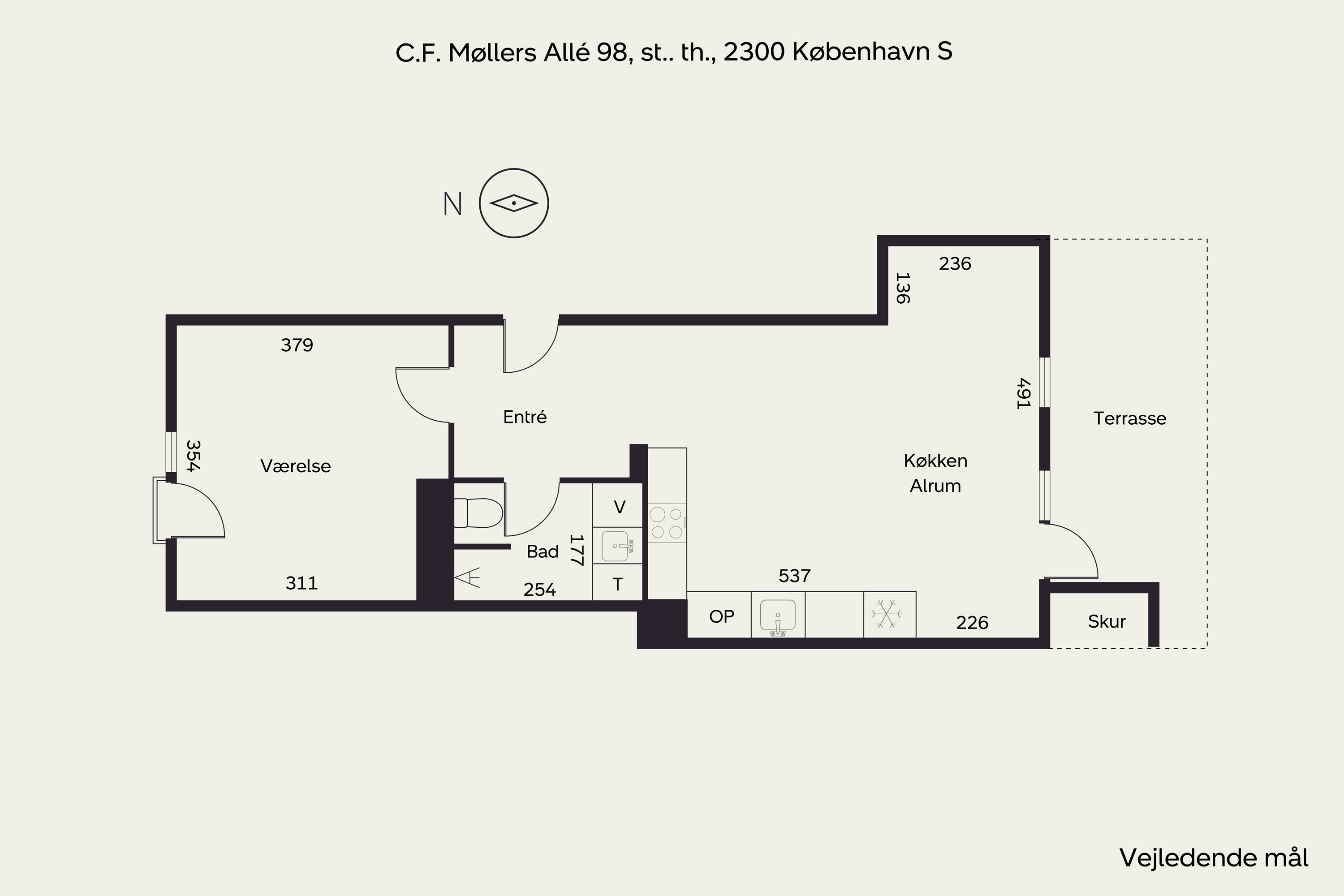 Plantegninger billede af C.F. Møllers Allé 98, st.. th., 2300 København S