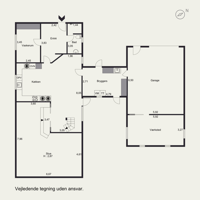 Plantegninger billede af Tværvej 4, 8783 Hornsyld