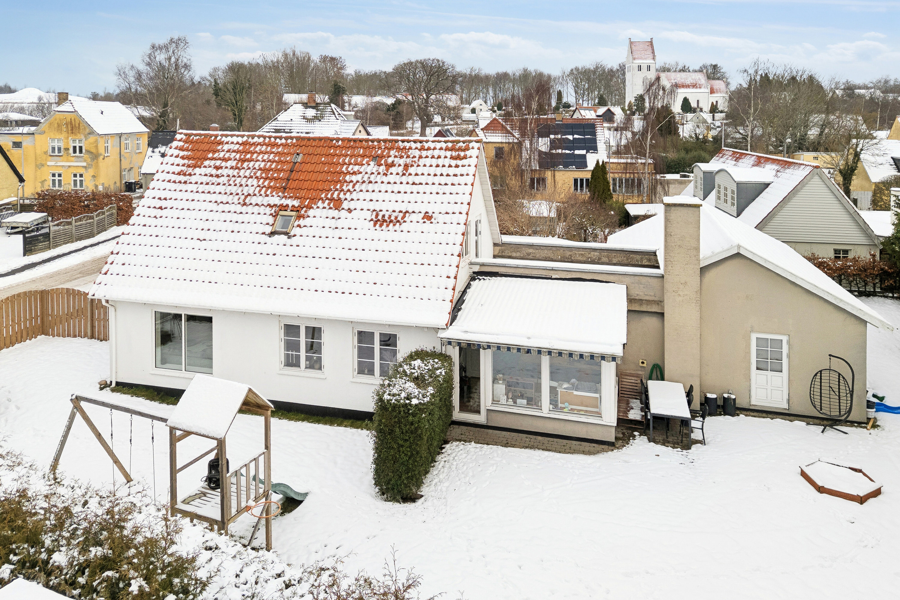 Villa: Set fra haven på Birkevej 1, Ubby, 4490 Jerslev Sjælland