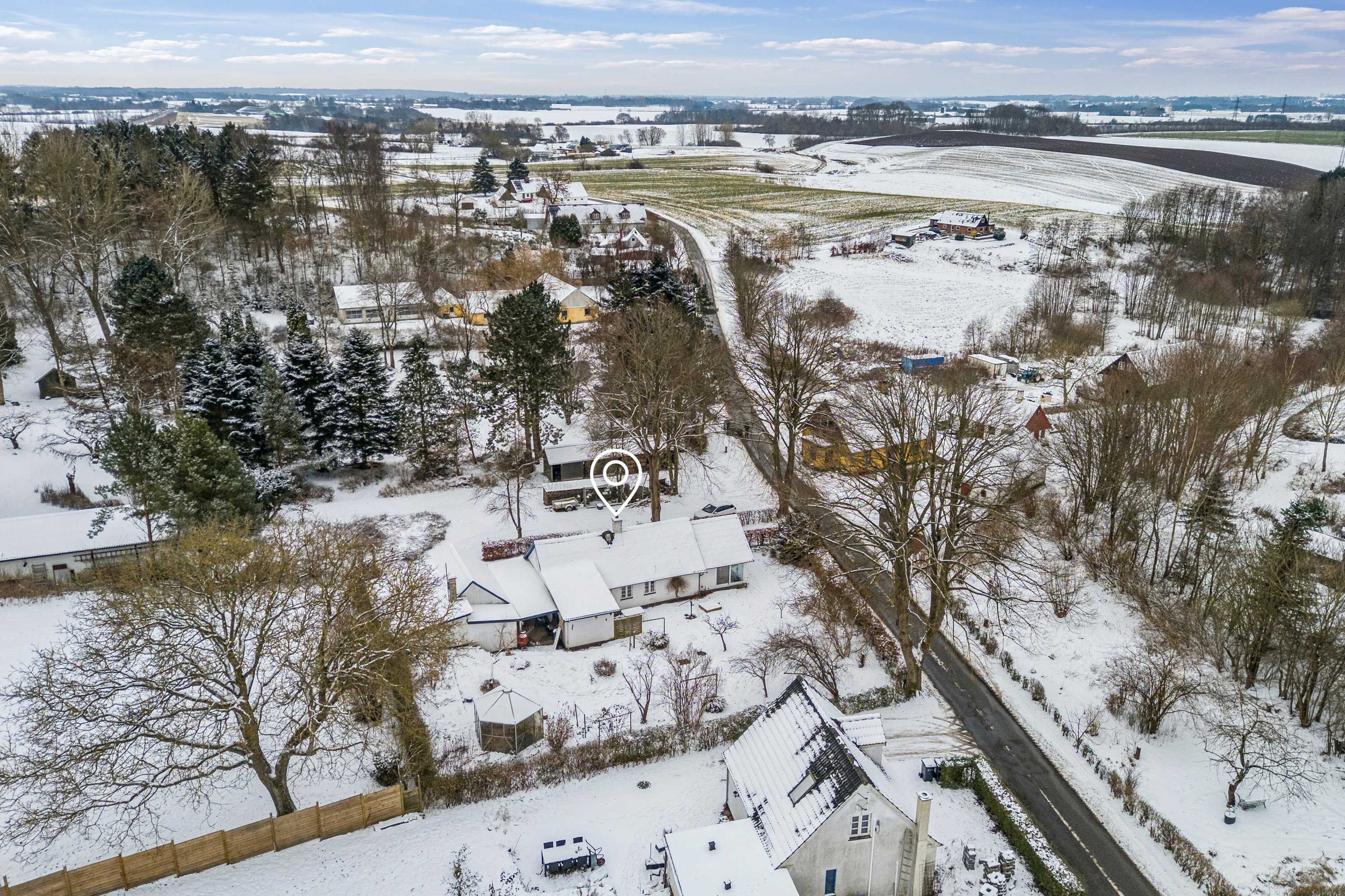 Fremhævet luftfoto billede i fuldskærmstilstand. Billede af Nederlandsvej 12, Gelsted, 4160 Herlufmagle