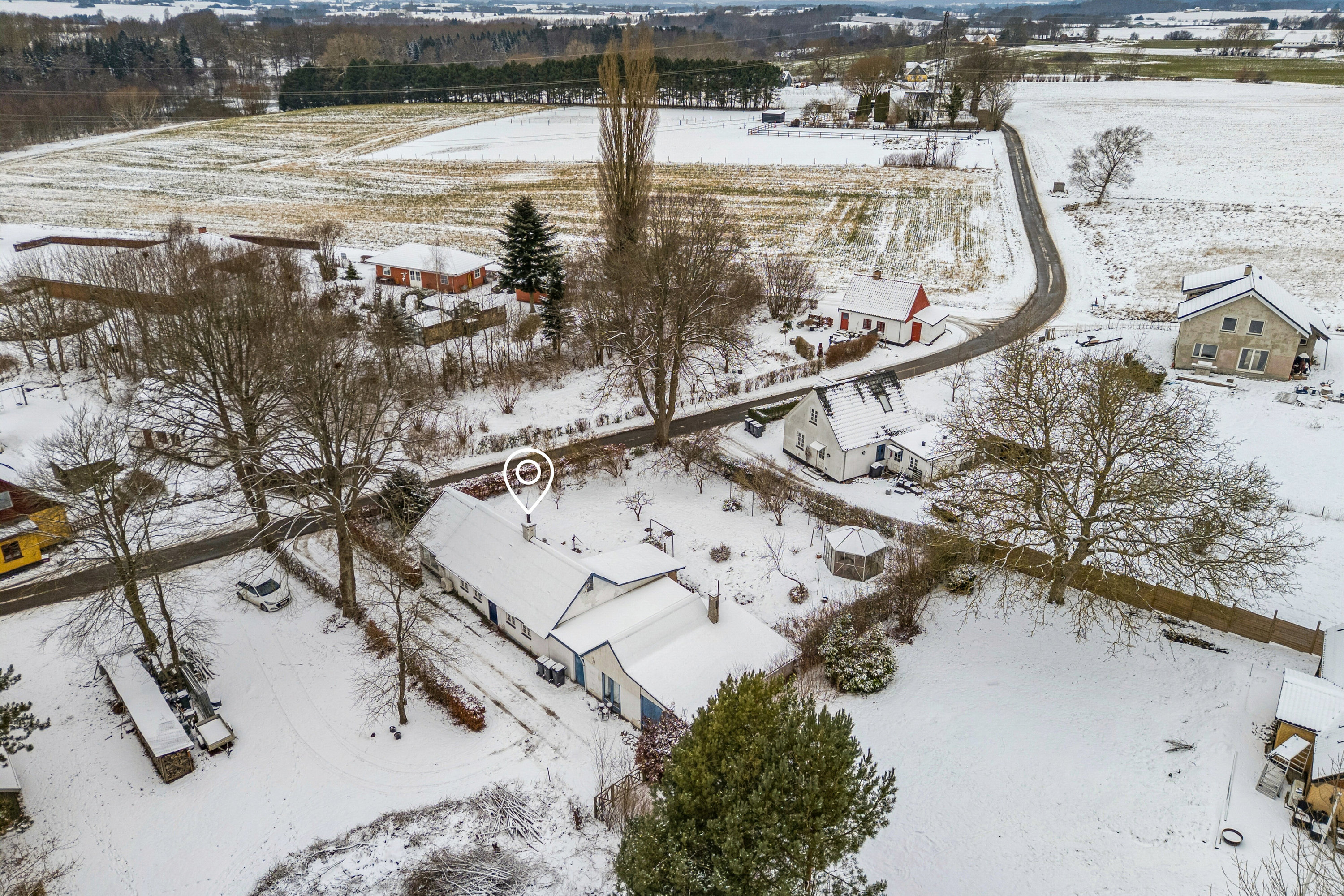 Fremhævet luftfoto billede i fuldskærmstilstand. Billede af Nederlandsvej 12, Gelsted, 4160 Herlufmagle